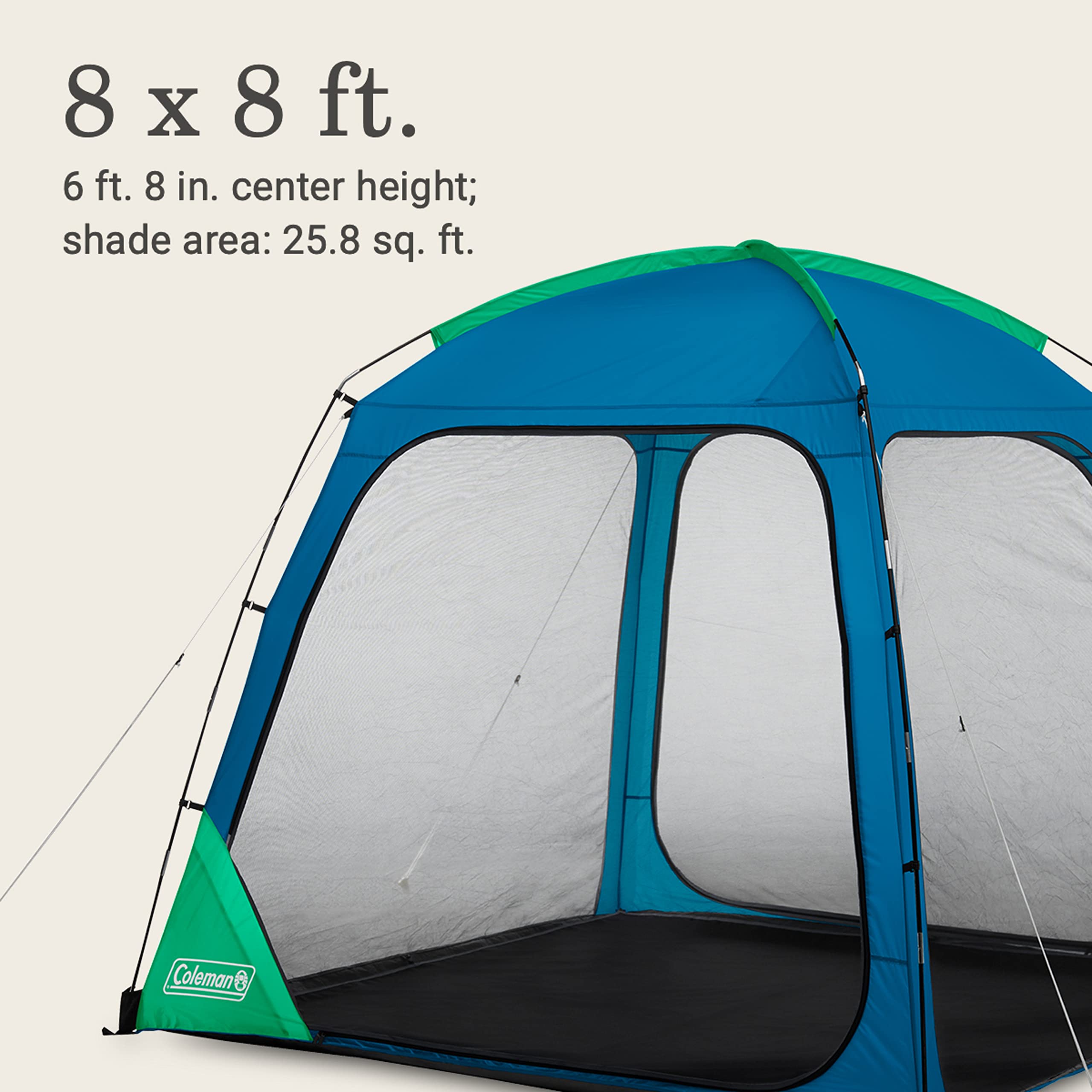 Coleman Screen Dome Skyshade Canopy Tent, 8 x 8 Shade Canopy, UPF 50+ Outdoor Canopy Tent for Camping, Tailgating, and Beach Shade, Medium Blue