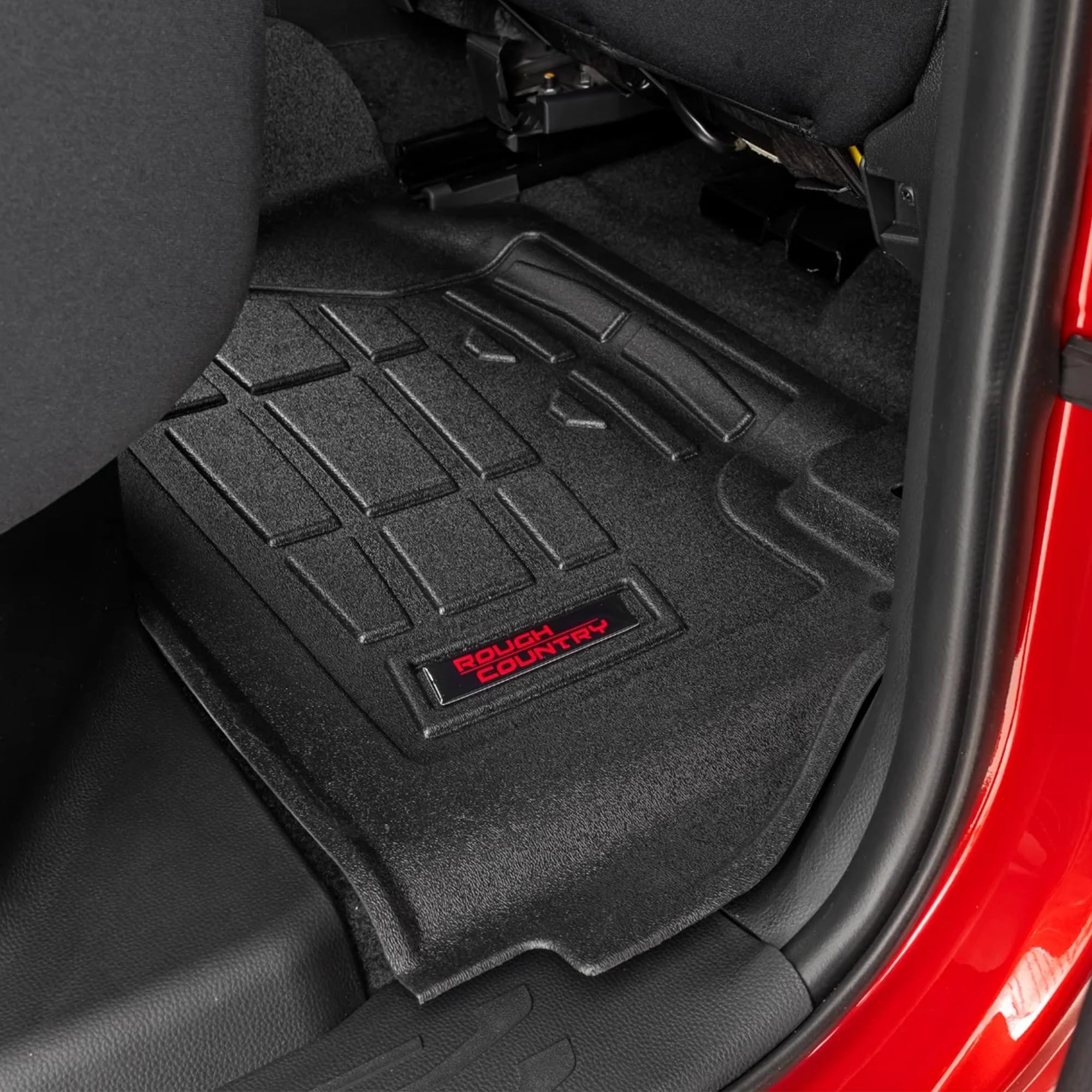 Sure-Fit Rough Country All Weather Floor Mats for Toyota Tacoma Double Cab (2024-2025) - Non-Slip, Waterproof Flexible Floor Mat, Front & Rear Set