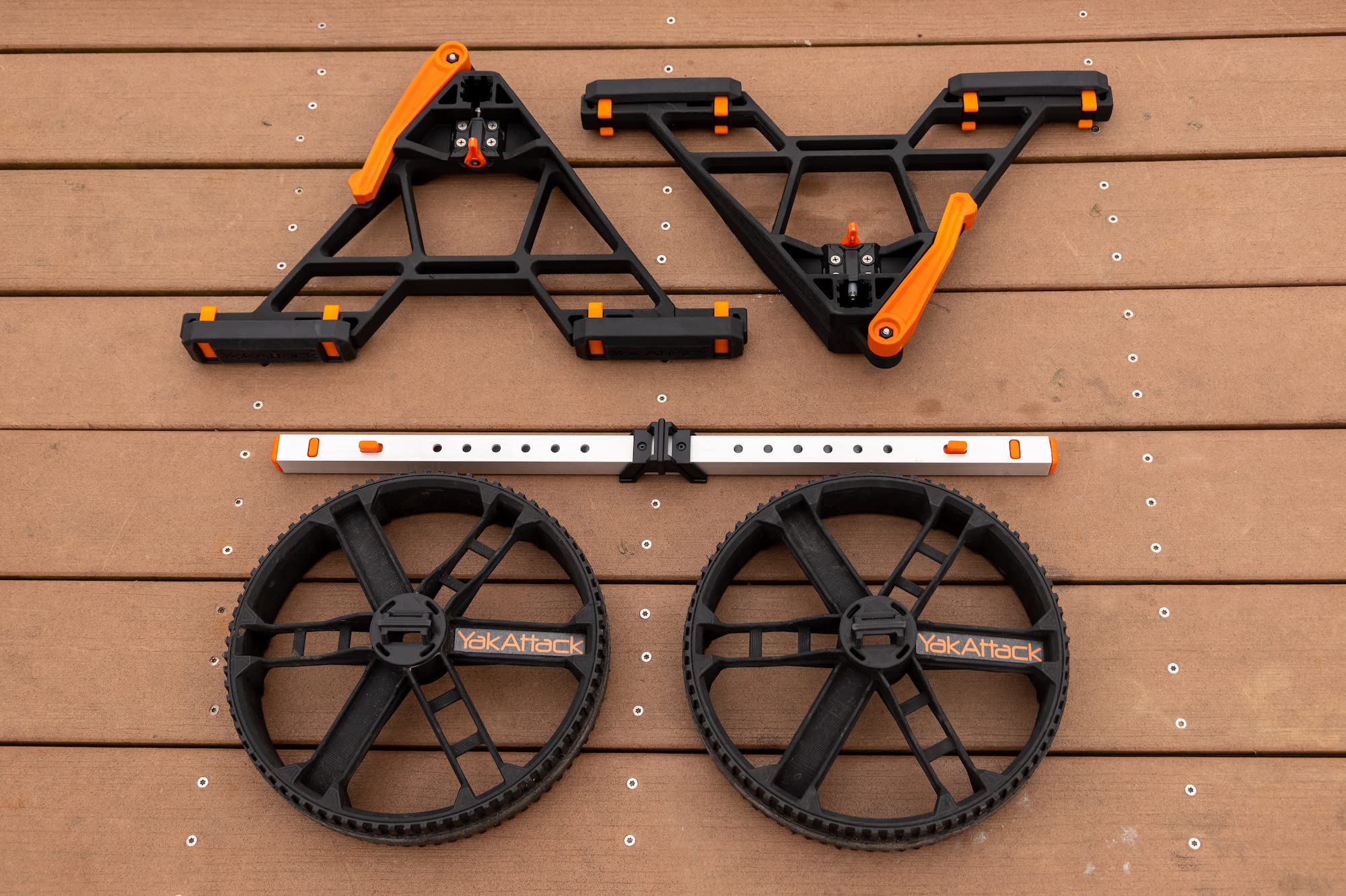 TowNStow YakAttack Bunkster Kayak Cart | Adjustable Dolly for Canoe & SUP Transport | Heavy Duty Carrier - Orange | 450 lb Capacity | Quick Collapse Design | 12” Wheels | No Tools Required