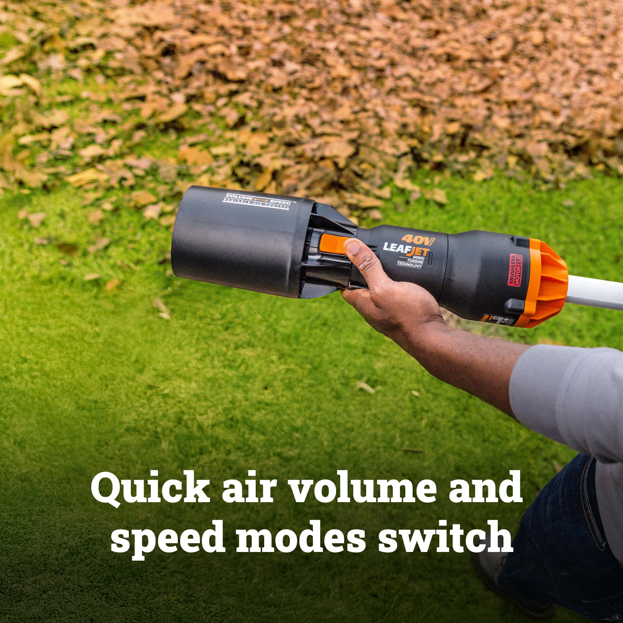 WORX Cordless Nitro Leaf Blower, Electric Blower with 620 CFM & 165 MPH, Blowers for Lawn Care with Brushless Motor & 3 Speed Control, 2 × 4.0 Ah Batteries & Charger Included, WG585