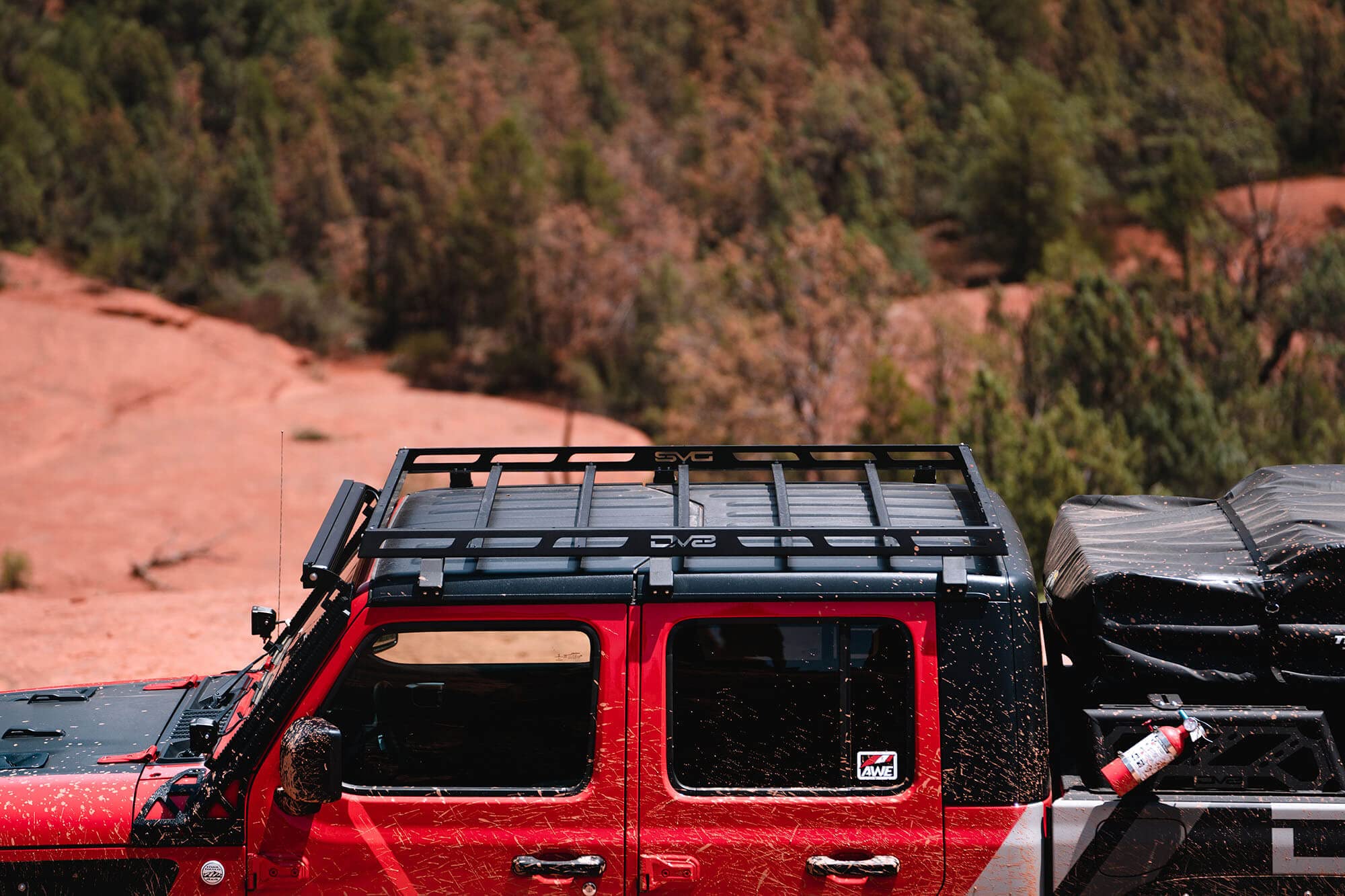 Offroad DV8 Roof Rack for The 2020-2025 Jeep Gladiator JT & 2018-2025 Jeep Wrangler JL 2-Door | Bolt-On Installation | Multiple Tie Down Points | 200lbs Capacity