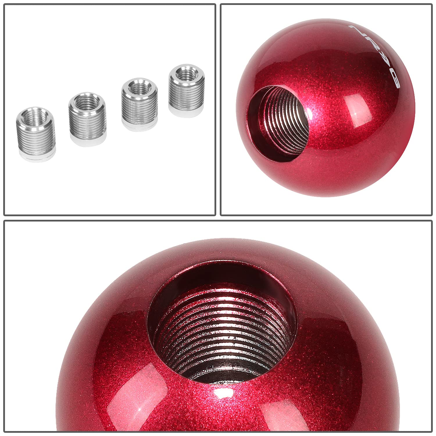 NRG Innovations Shift Knob NRG-SK-350FH Round Ball Style Lever Stick Shifter Handle Billet Metal Anodized for M10 X 1.25, M10 X 1.5, M12 X 1.25, M12 X 1.5 Thread Pattern Shifter