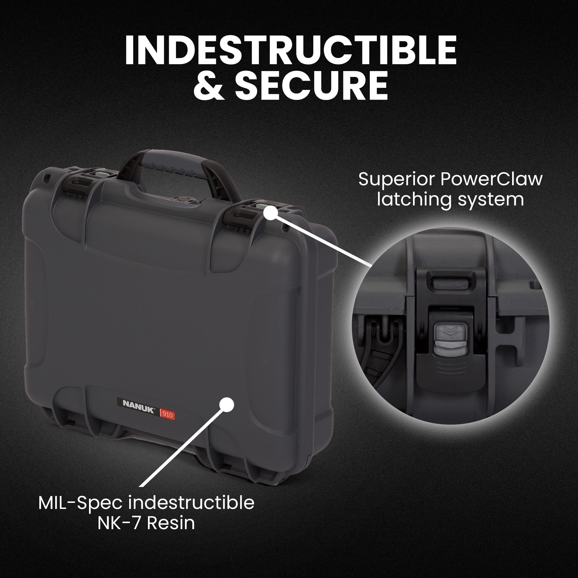 Graphite Nanuk 910 Waterproof Watch Case with Foam Insert
