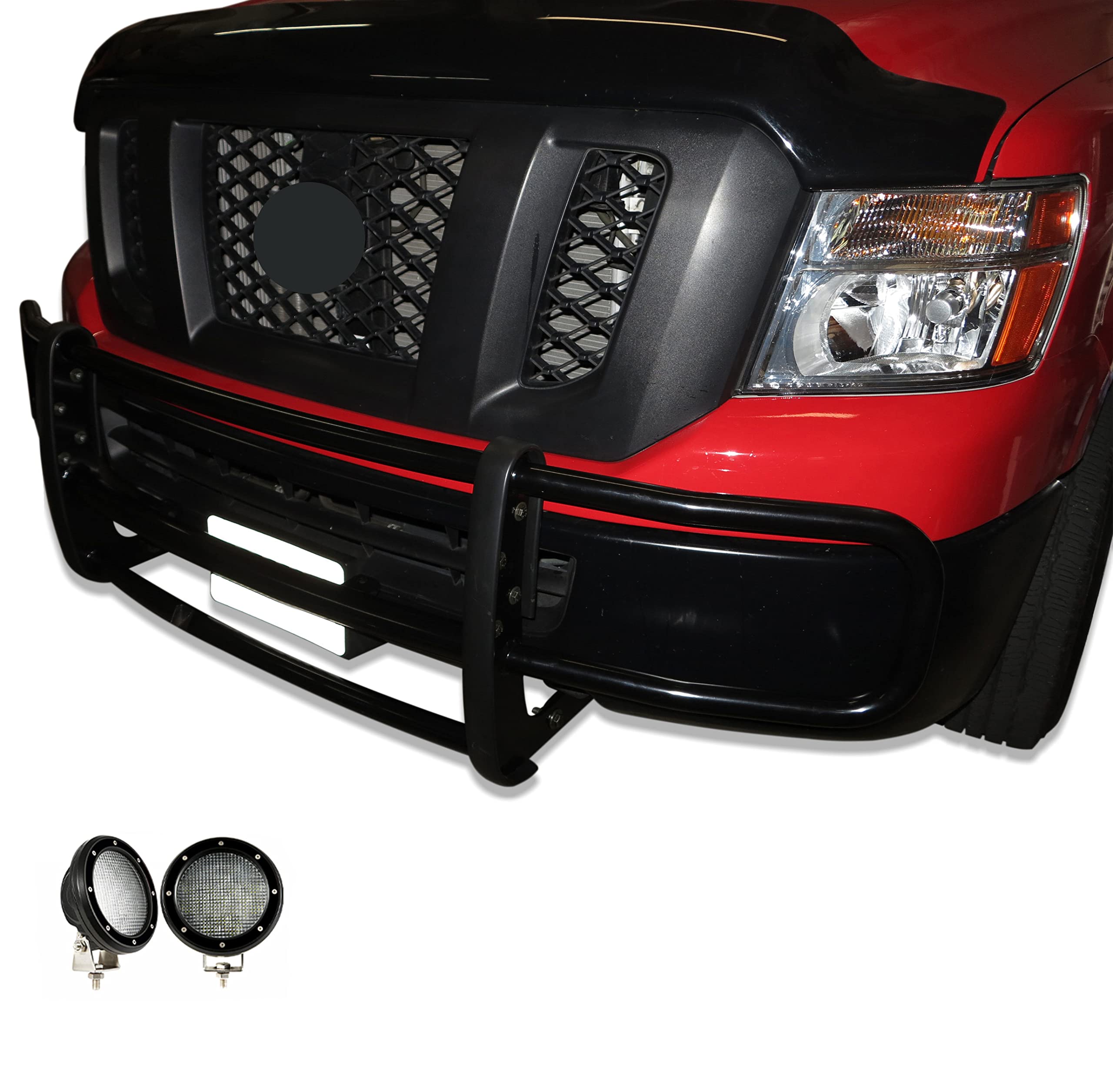 SPARTAN Black Horse Grille Bumper Guard Modular Come with Pair of 5.3"LED Lights with Black Trim Rings Compatible with 2012-2025 NV1500/NV2500/NV3500-17NINVMA-PLFB