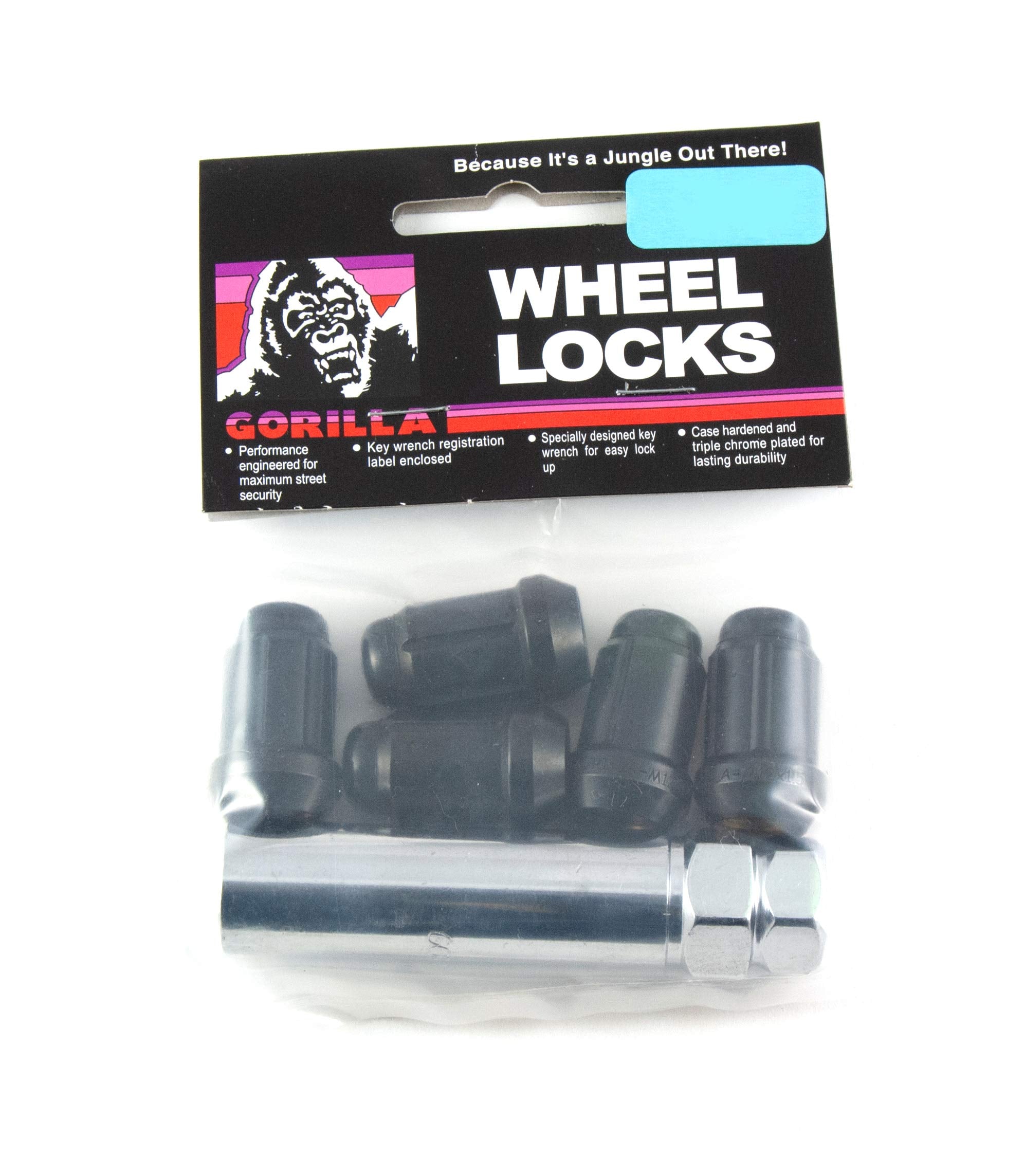 Gorilla 21681BCB5 Automotive Black 1/2" Thread Size Chrome Finish Small Diameter Acorn Wheel Lock, (Pack of 5)