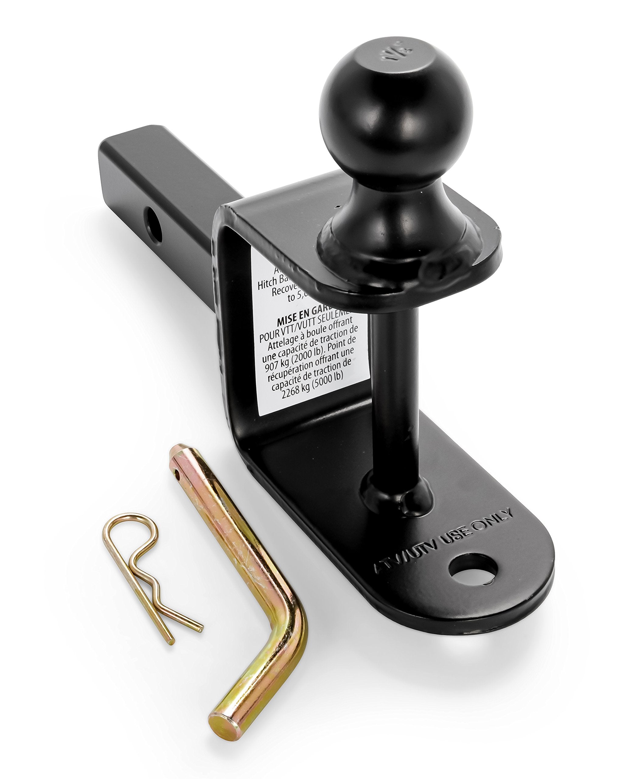 ATV/UTV Black Boar Mount with Hitch Ball and Winch Strap Loop (1 7/8" Ball, 1 1/4" Shank) (66026)