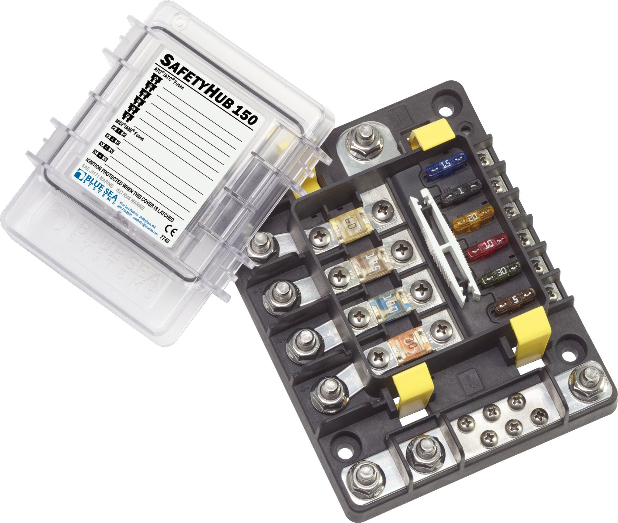 SafetyHub 150 Blue Sea Systems Ignition Protected Fuse Block