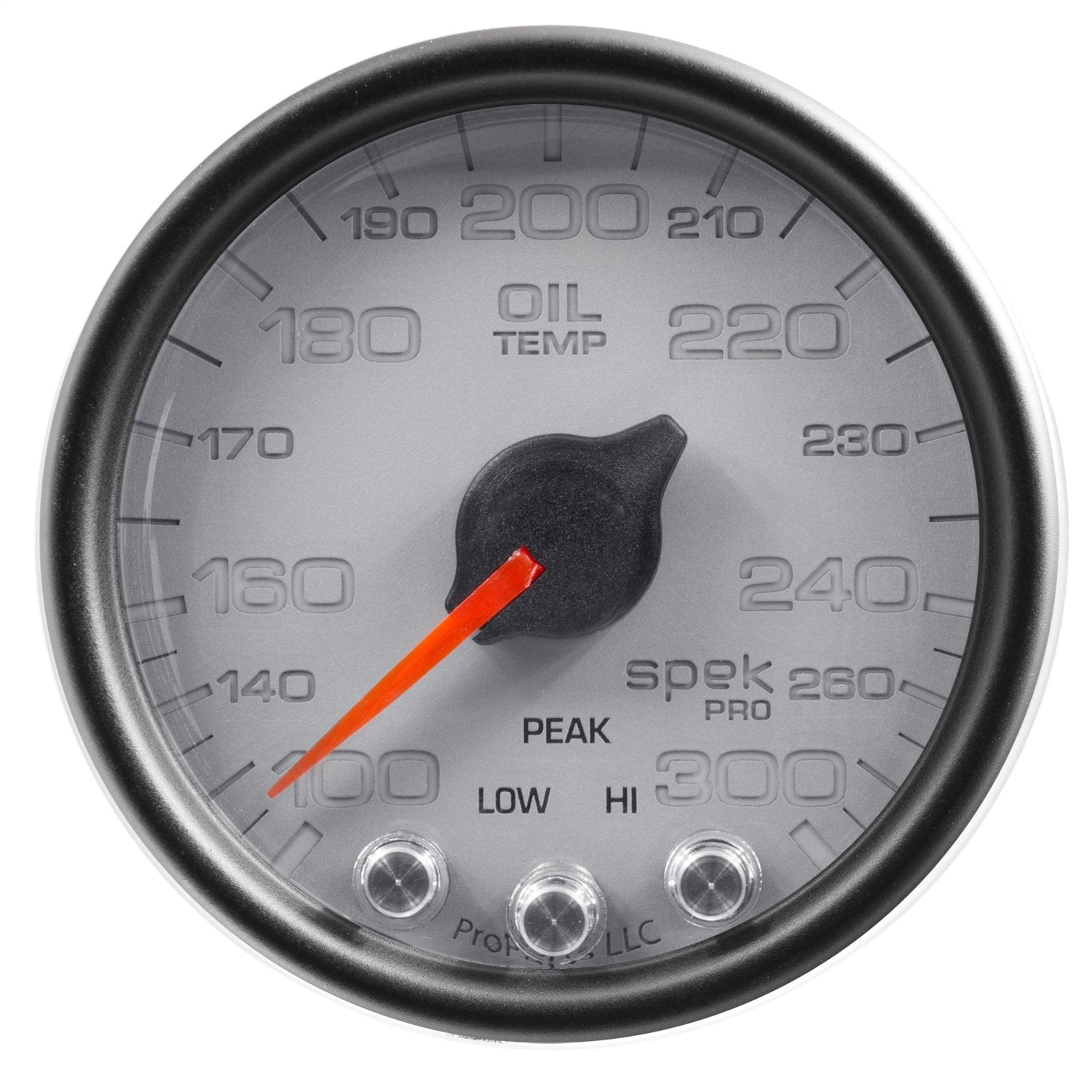 Gauge AUTO METER P32222 Oil Temp (Spek-Pro 2 1/16", 300ºf, Stepper Motorwith Peak & Warn, Slvr/Blk, Spek-Pro)