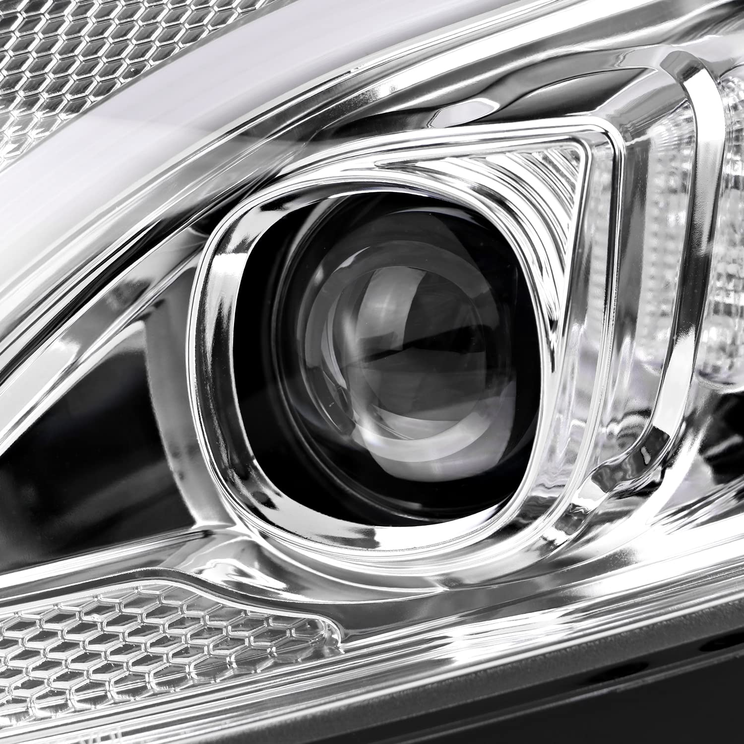 Chrome Sequential Signal Tube Full LED Projector Headlights SPEC-D TUNING Compatible with 2015-2018 Mercedes Benz W205 C-Class Left + Right Pair Headlamps Assembly