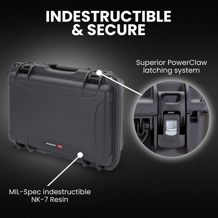 Pro Photo Kit NANUK 925 – Waterproof Travel Camera Hard Case with Padded Dividers & Lid Organizer, 18.7” x 14.8” x 7”, Dustproof & Impact-Resistant Airline Carry-On Approved – Graphite