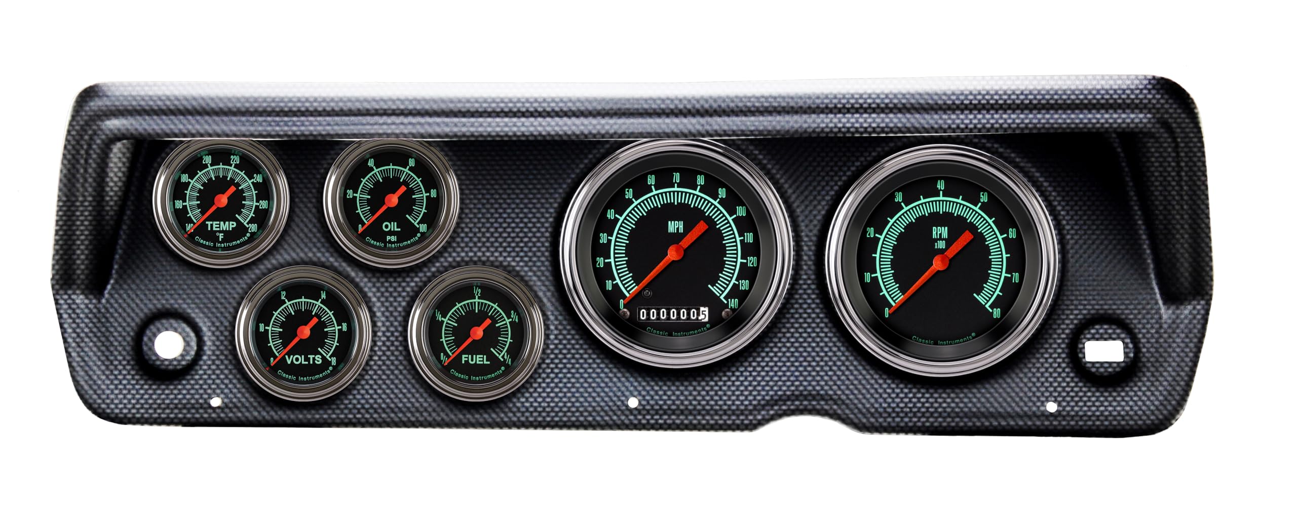 Classic Instruments G/Stock CDDU70GS101CF Full Sweep Direct Fit 6 Gauge Set Compatible with 1970-1976 Duster