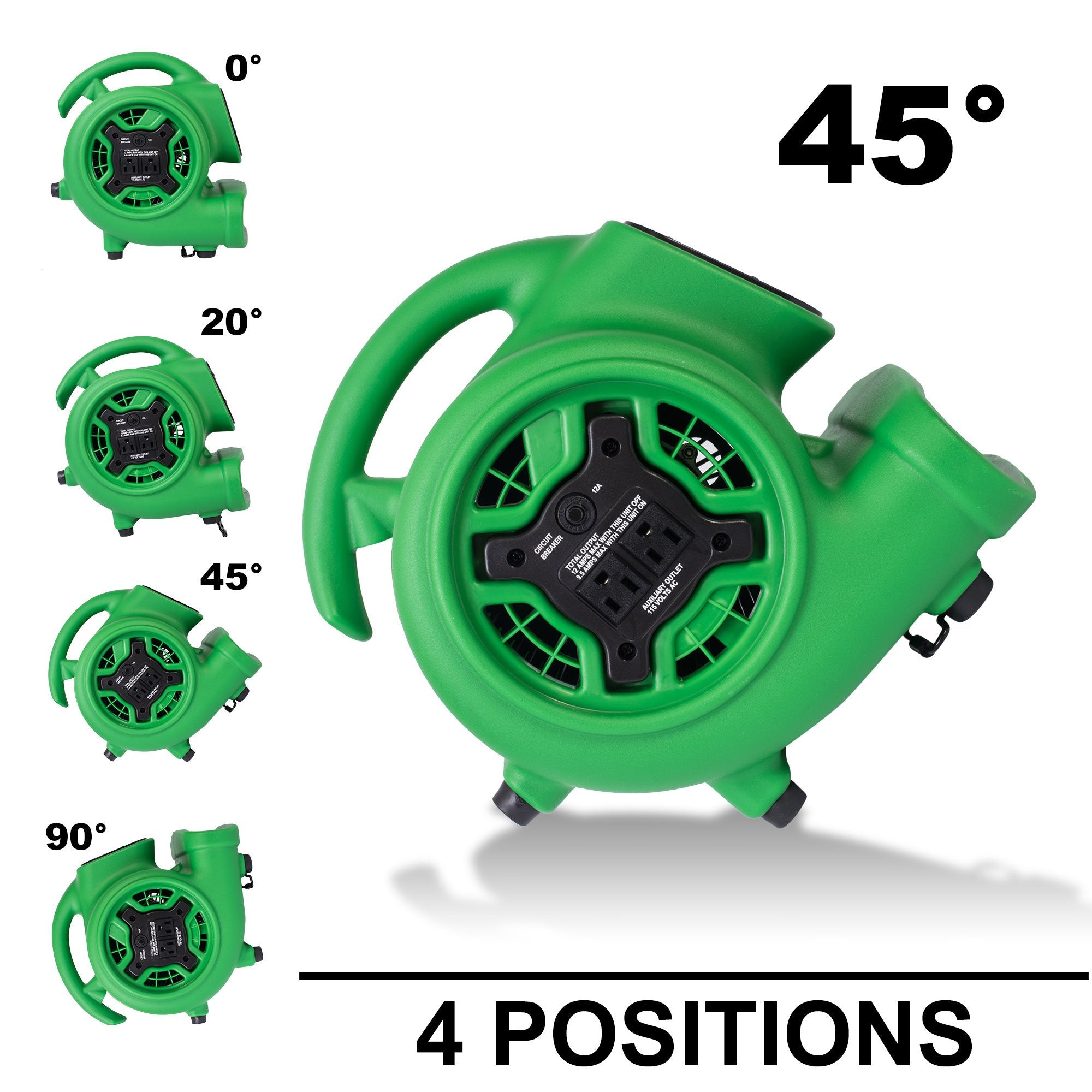 Mini Mighty XPOWER P-230AT 1/4 HP 925 CFM Centrifugal Air Mover, Carpet Dryer, Floor Fan, Blower, Stackable, Daisy Chain, for Water Damage Restoration, Janitorial, Plumbing, Home Use, Green