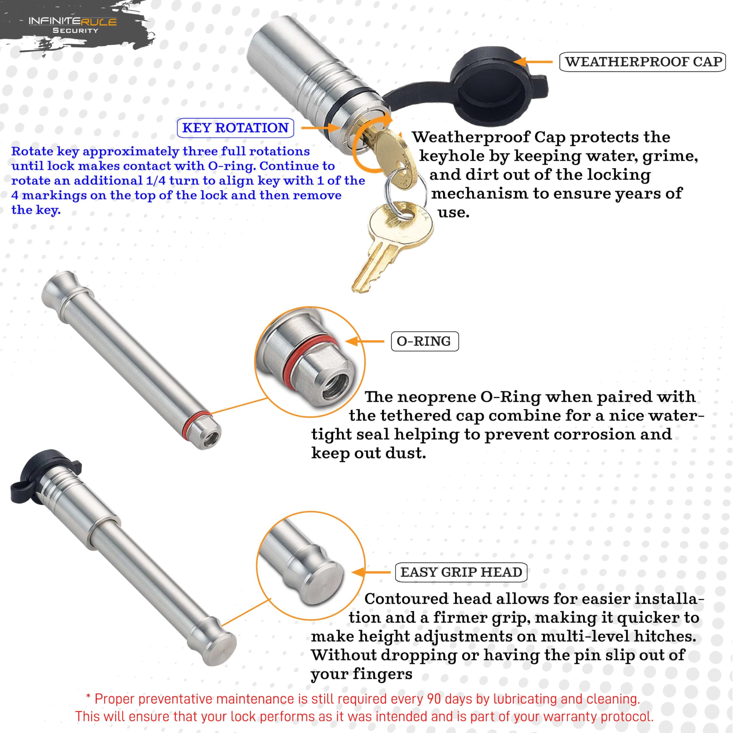 3 Pack Mixed 2.5, Keyed Alike, Hitch Locks for CURT 20K LB Adjustable Channel Mount 2.5" Hitch - Includes Lock for Receiver 2.5"