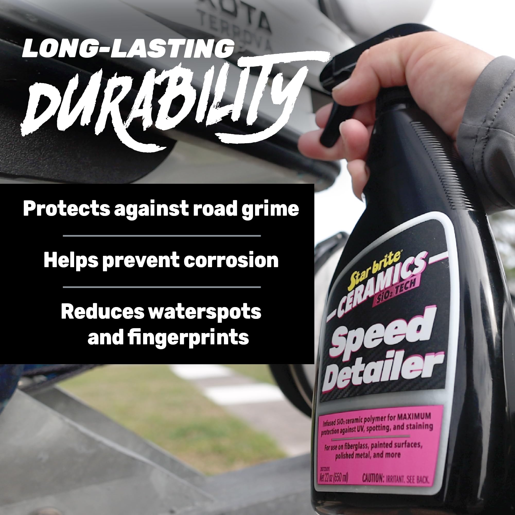 Ceramics STAR BRITE Speed Detailer SiO2 Infused - Ultimate Shine & Protection for Vehicles & Boats, Enhances Water Beading 22 oz Spray (203722)