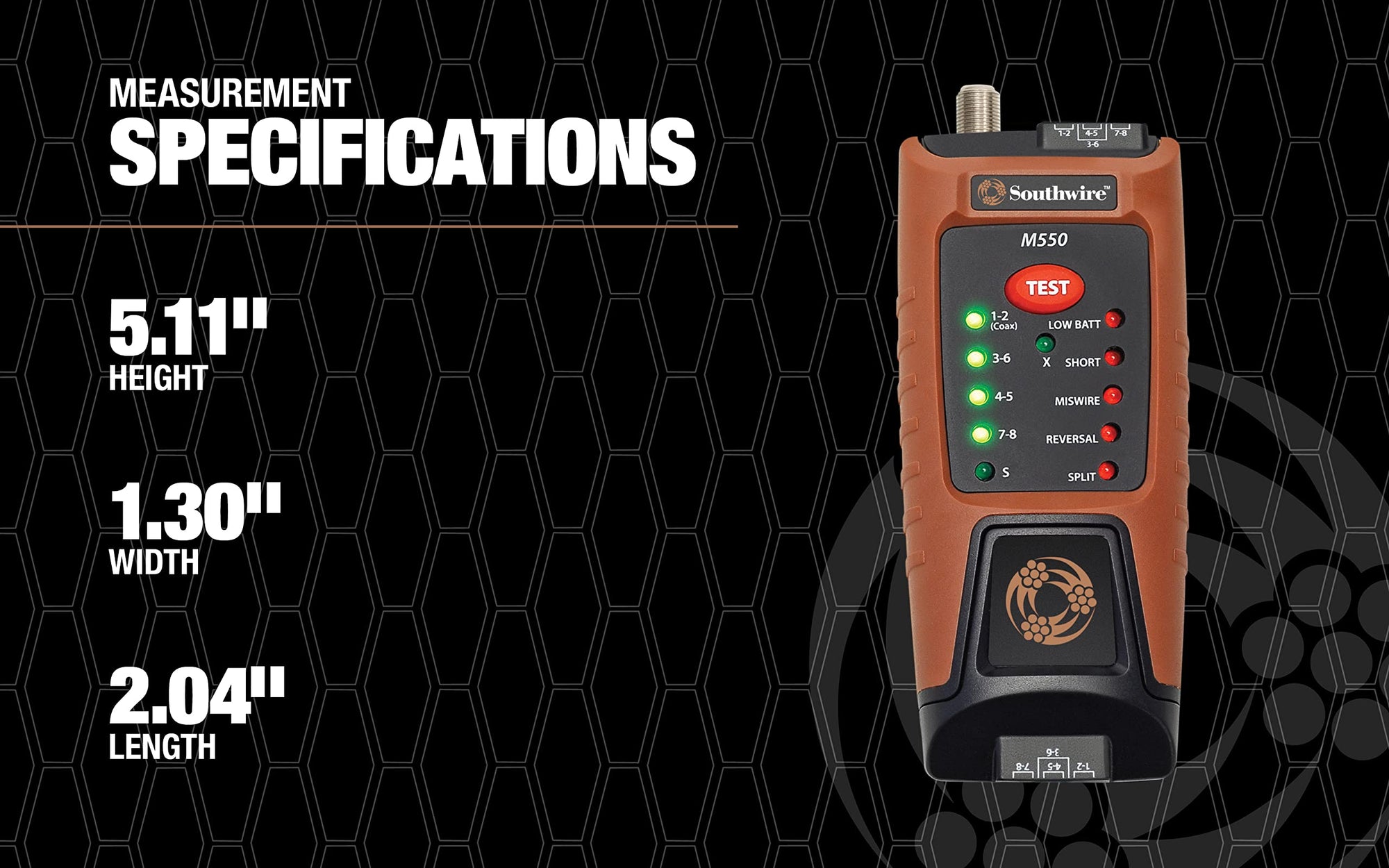 M550 Southwire Continuity Tester for Data & Coax - Detects Opens, Shorts, Miswires, & Split Pairs - Tests Shielded & Unshielded Cables - Rugged Design