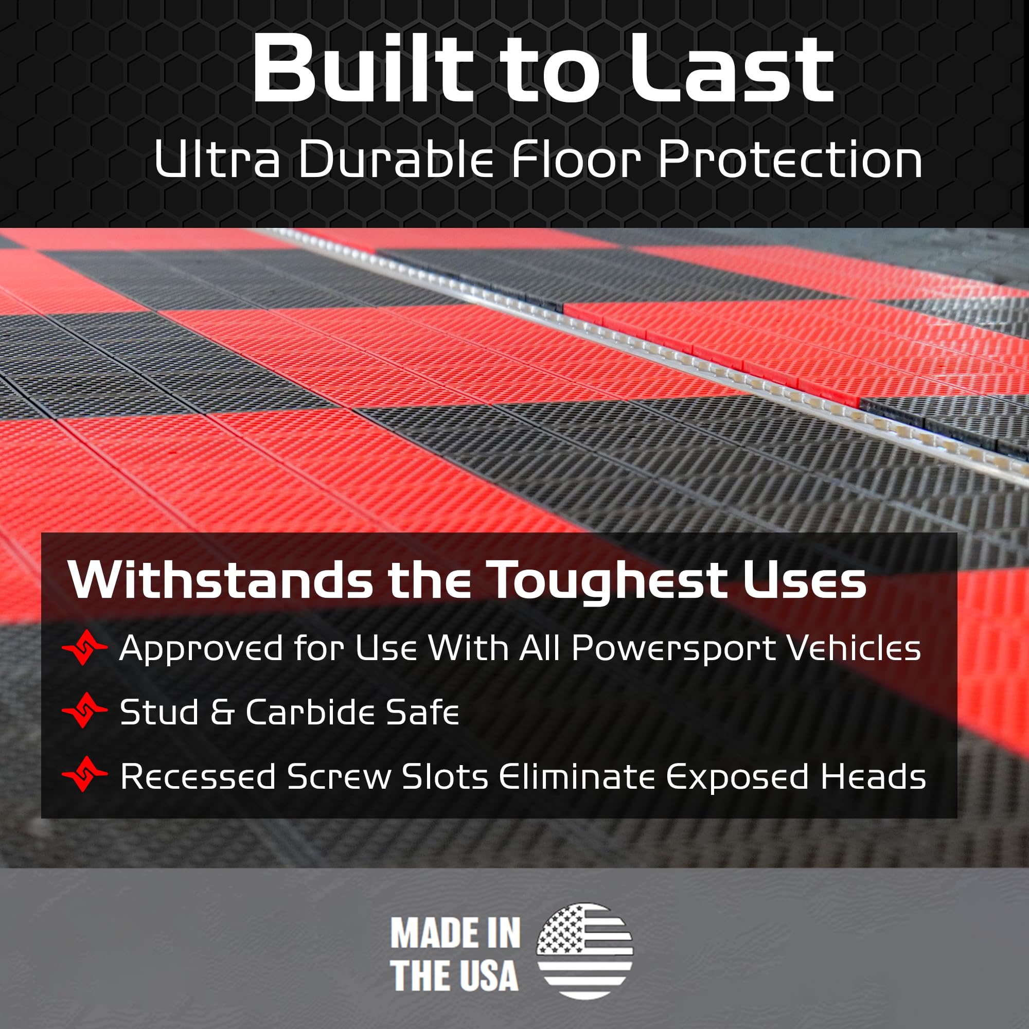 ProTech Caliber Garage Flooring Tiles, 9” x 18” Interlocking Tiles, Black, 8-Pack