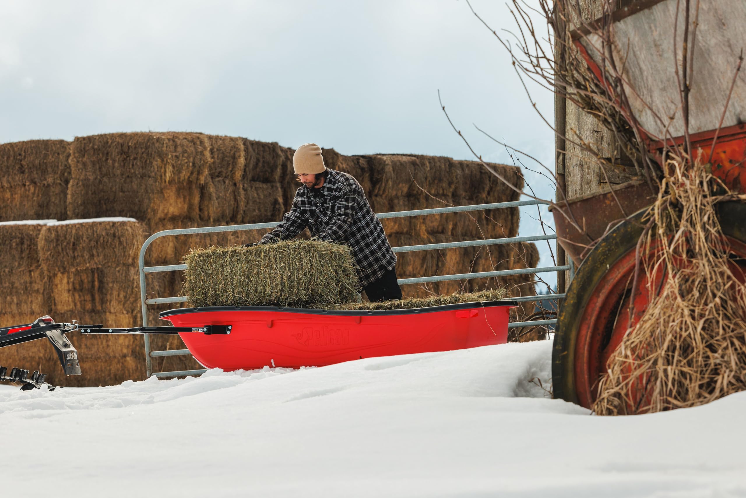 Trek Sport 82 Utility Sled - Pelican Comes with Set of Runners, Tow Hitch & a Travel Cover, RED/Black, Large