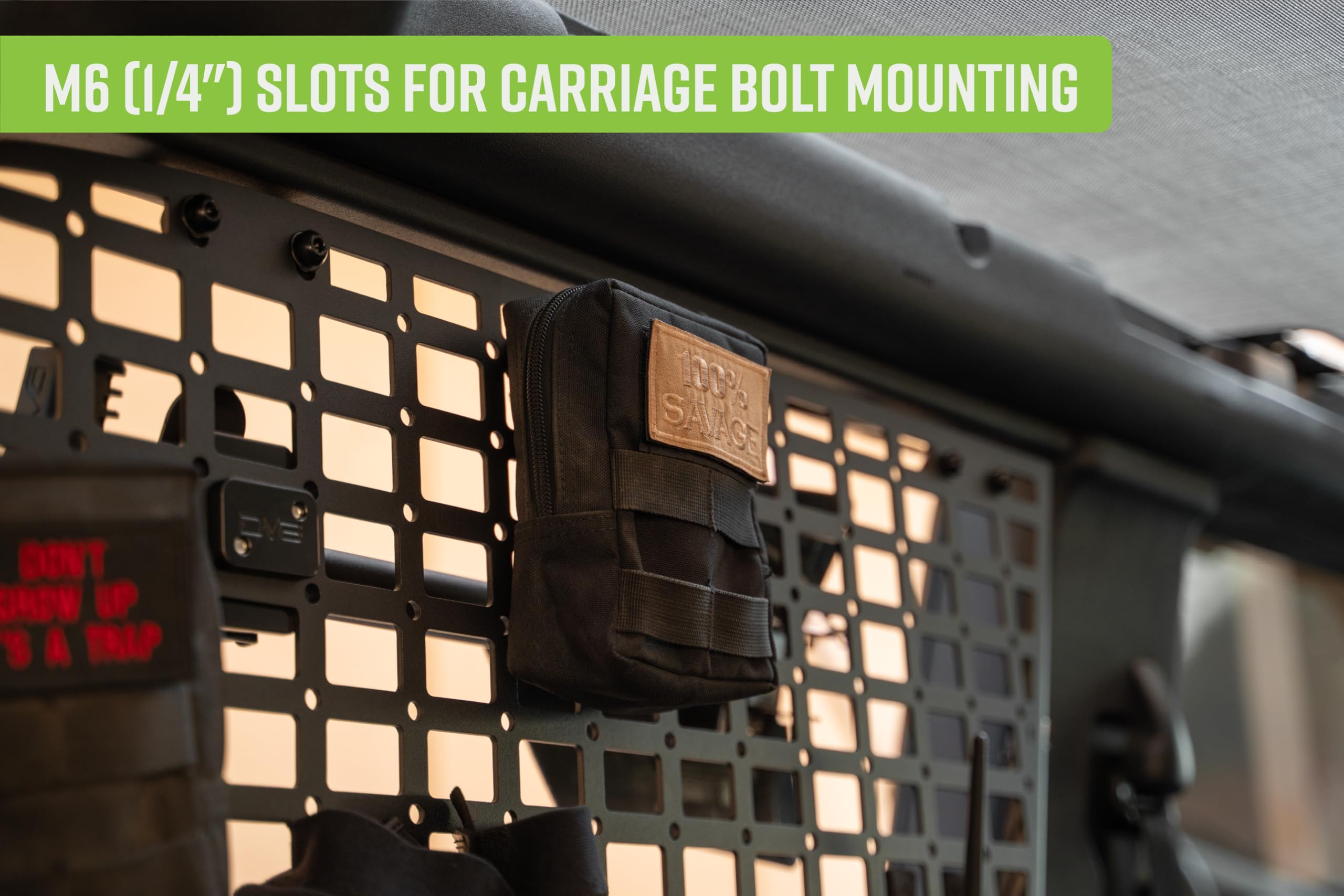 Rear Window Pocket Molle Panels DV8 Offroad for 2021-2025 Ford Bronco 2-Door | Wide Range of Mounting Options | Rigid Fitment | M6 Slots for Carriage Bolt Mounting | Fully Bolt-On Install | 3mm Steel