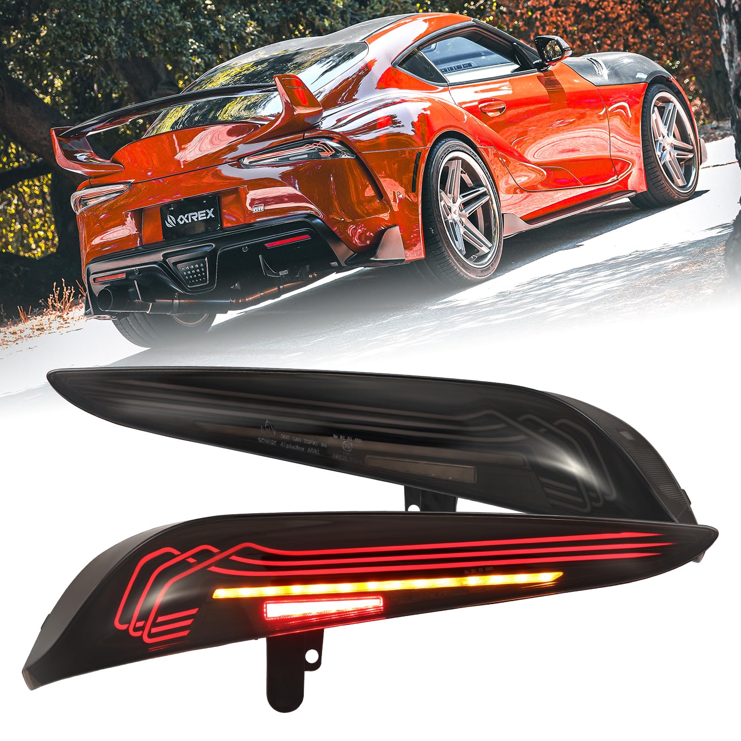 Alpharex LED Tail Lights LUXX-Series Compatible With 20-25 Supra CSL Laser Style Alpha-Black