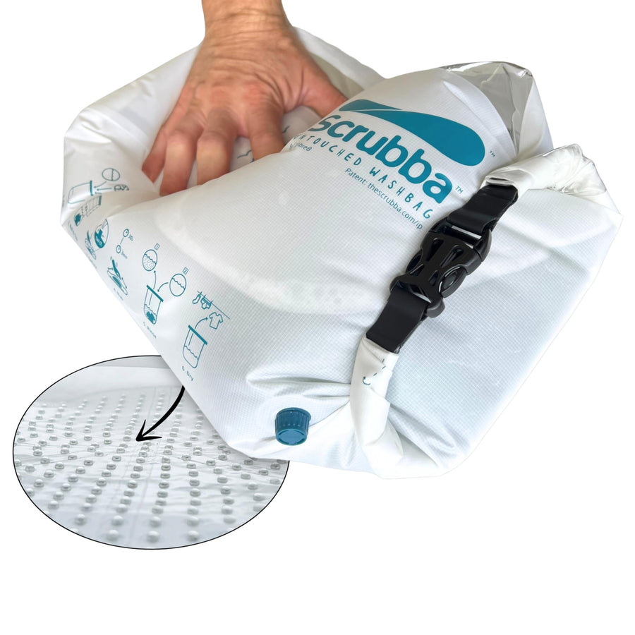 Scrubba Wash Bag Untouched - Portable Washing Machine - Eco-Friendly Manual Washing Machine for Travel, Camping, Baby Clothes - Travel Essentials, Gift - use with Laundry Detergent, & Sheets - 5.3 oz.