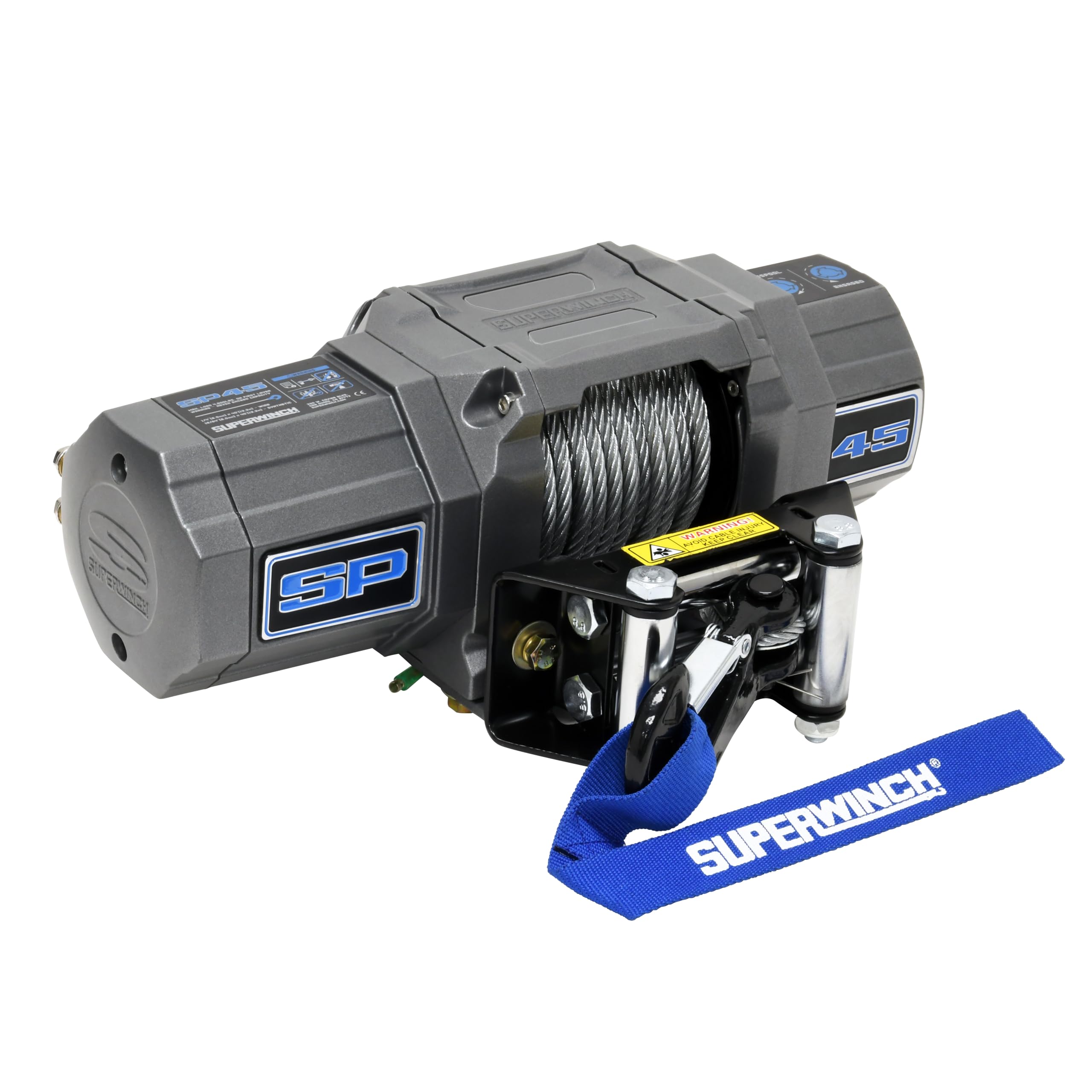 4500 lb Capacity SUPERWINCH SP 45, Roller Fairlead, 10 ft Remote, 15/64 in x 40 ft Steel Rope, 12V, Kit