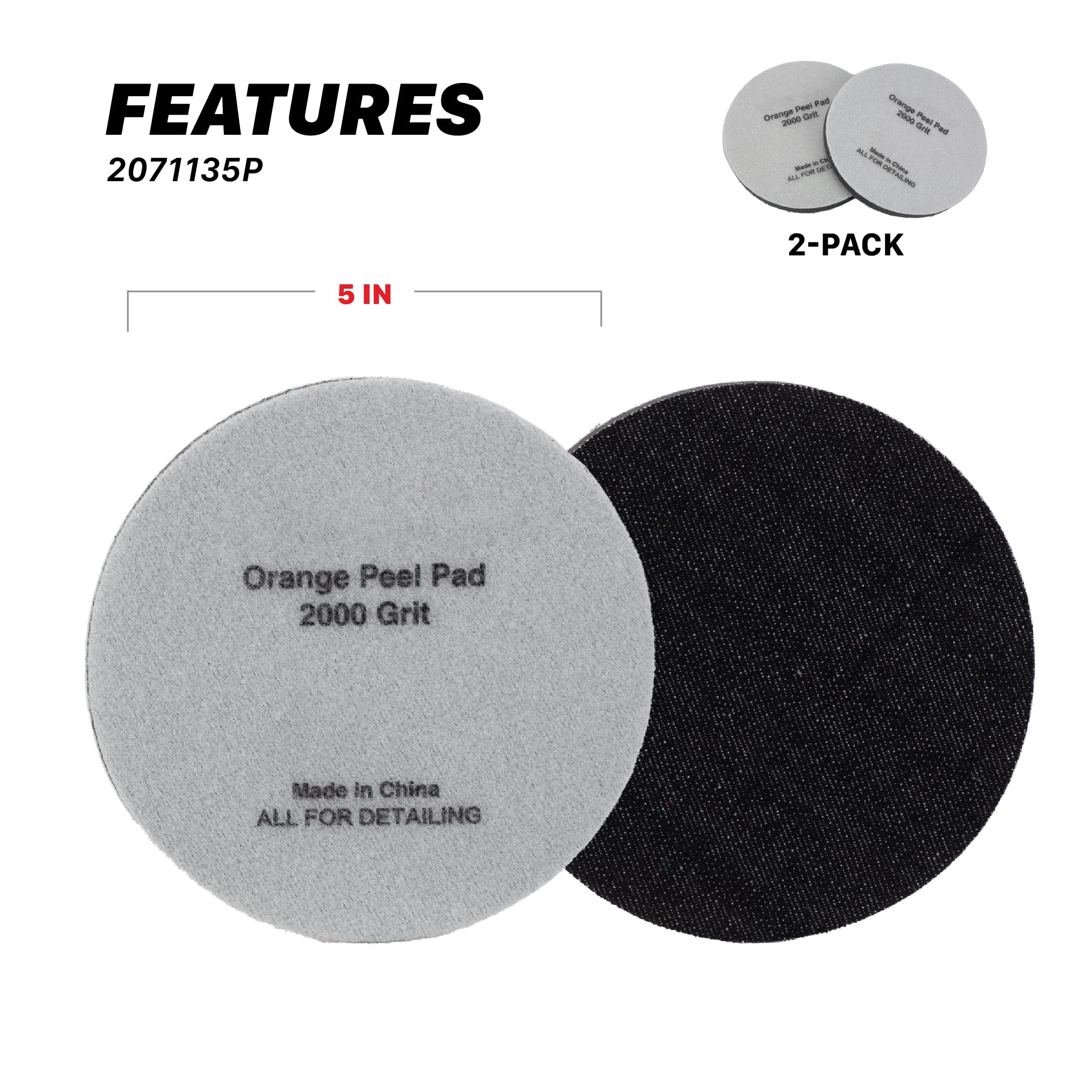 5" Maxshine Universal 2-Pack Orange Peel Remover Denim Polishing Pads – 2000 Grit (135mm) – Hook & Loop for Easy Attachment – Professional Paint Leveling & Detailing Pad