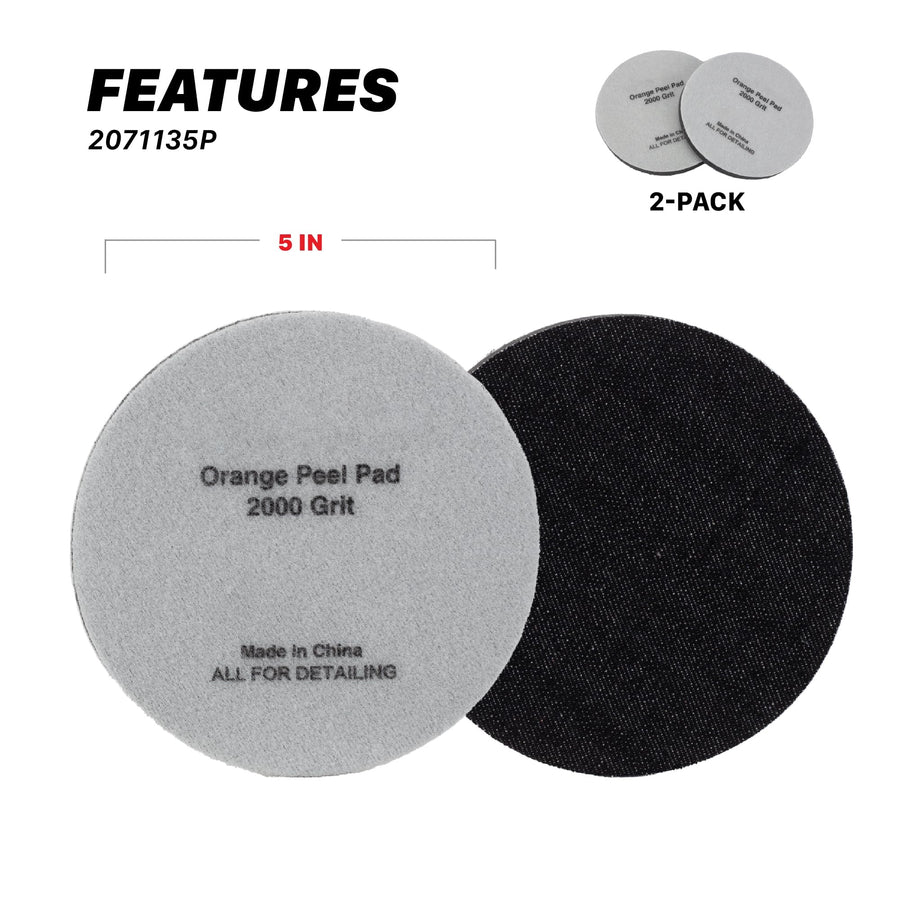 5" Maxshine Universal 2-Pack Orange Peel Remover Denim Polishing Pads – 2000 Grit (135mm) – Hook & Loop for Easy Attachment – Professional Paint Leveling & Detailing Pad