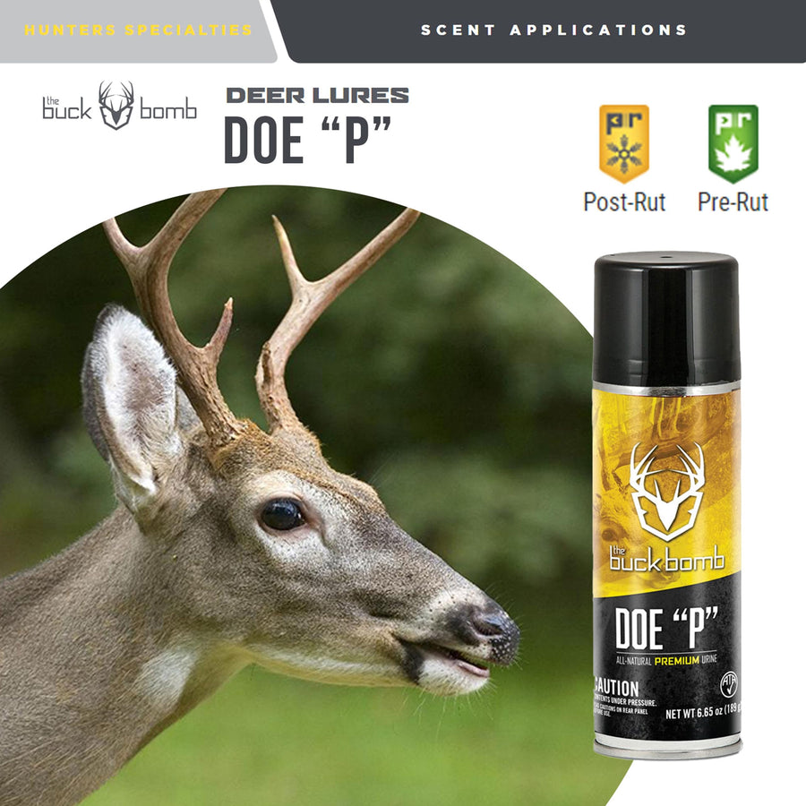 Buck Bomb Natural Doe "P" Aerosol Scent | Hunters Specialties Deer Buck Lure Hunting Pre/Post-Rut Scent Attractant for Hunting, 6.65 Oz (189 g.)