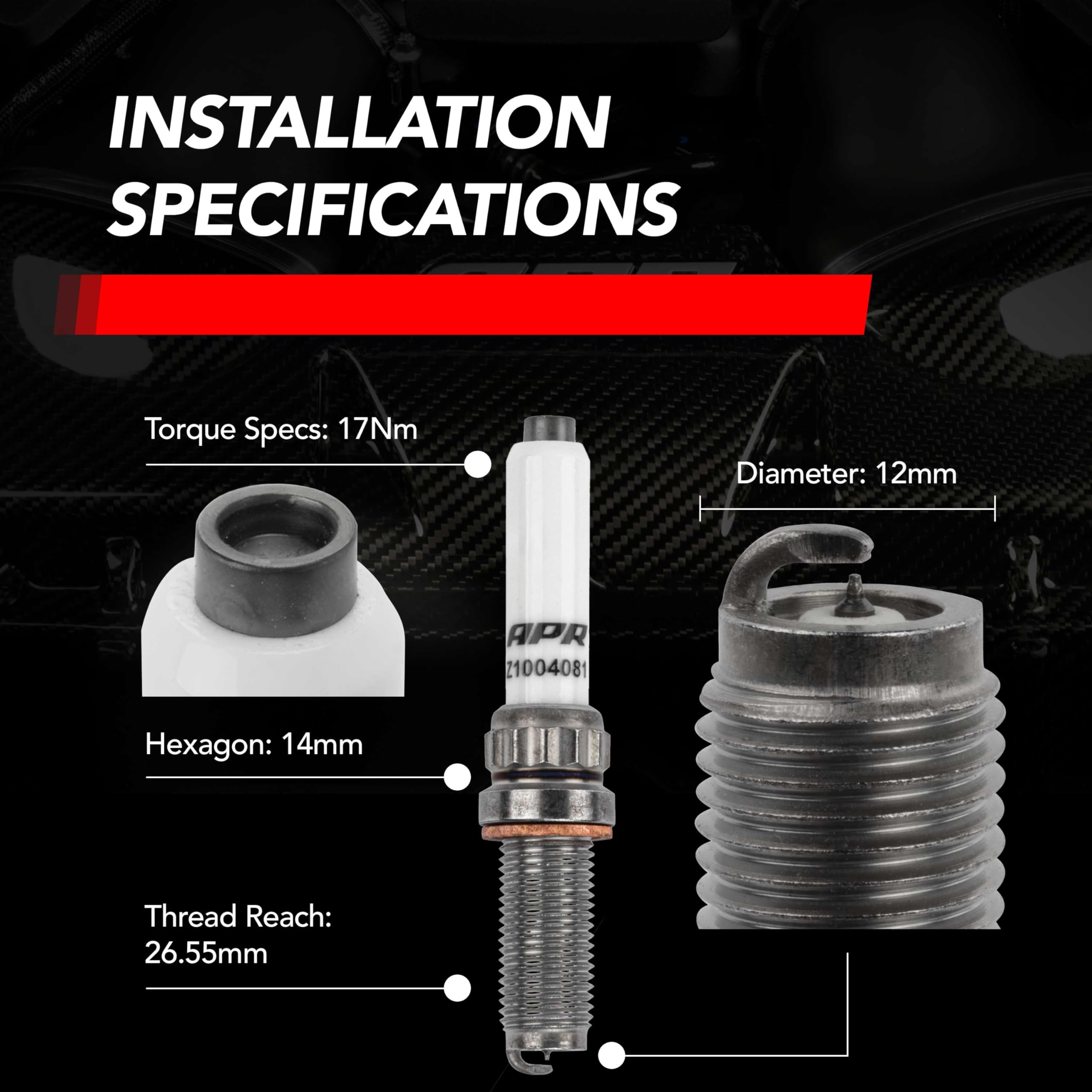 Iridium Pro Spark Plug APR Z1004081 - For Audi EA839, EA825 & Porsche 9A2 engines - fits select Audi, Lamborghini, Porsche, & Bentley - 12x26.5x14mm - Heat Range 10 - Replaces OEM 06M905606F - 1 pack