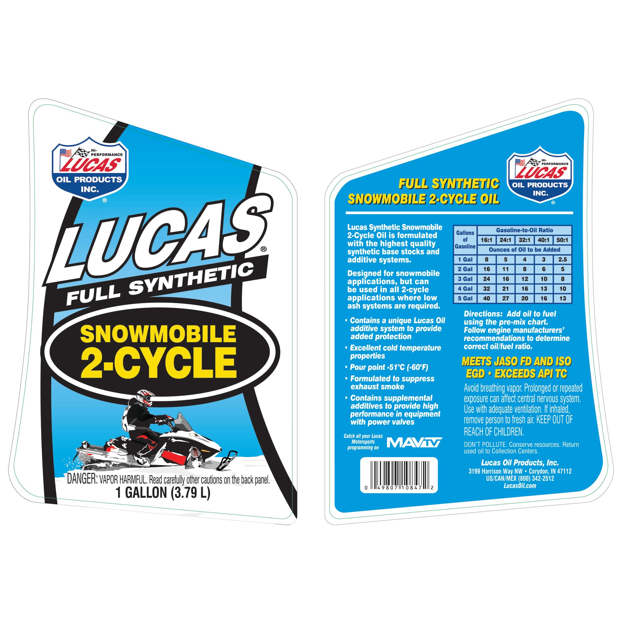 Synthetic 2-Cycle Snowmobile Oil Lucas Oil 10847 - 1 Gallon