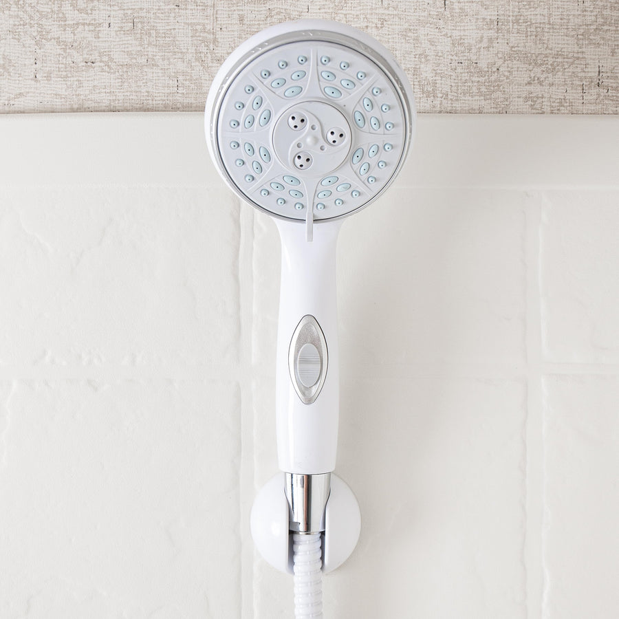 Camco Shower Head RV - Features Convenient On/Off Switch & 5 Different Spray Patterns - Designed to Conserve Potable Water - Simple to Clean w/Rubber Spray Tips - White (43711)