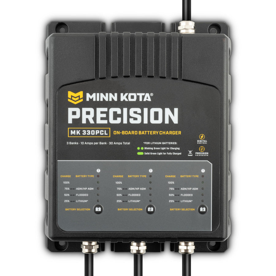Minn Kota MK-330PCL Precision On-Board Marine Battery Charger – 3 Banks, 10 Amps Each