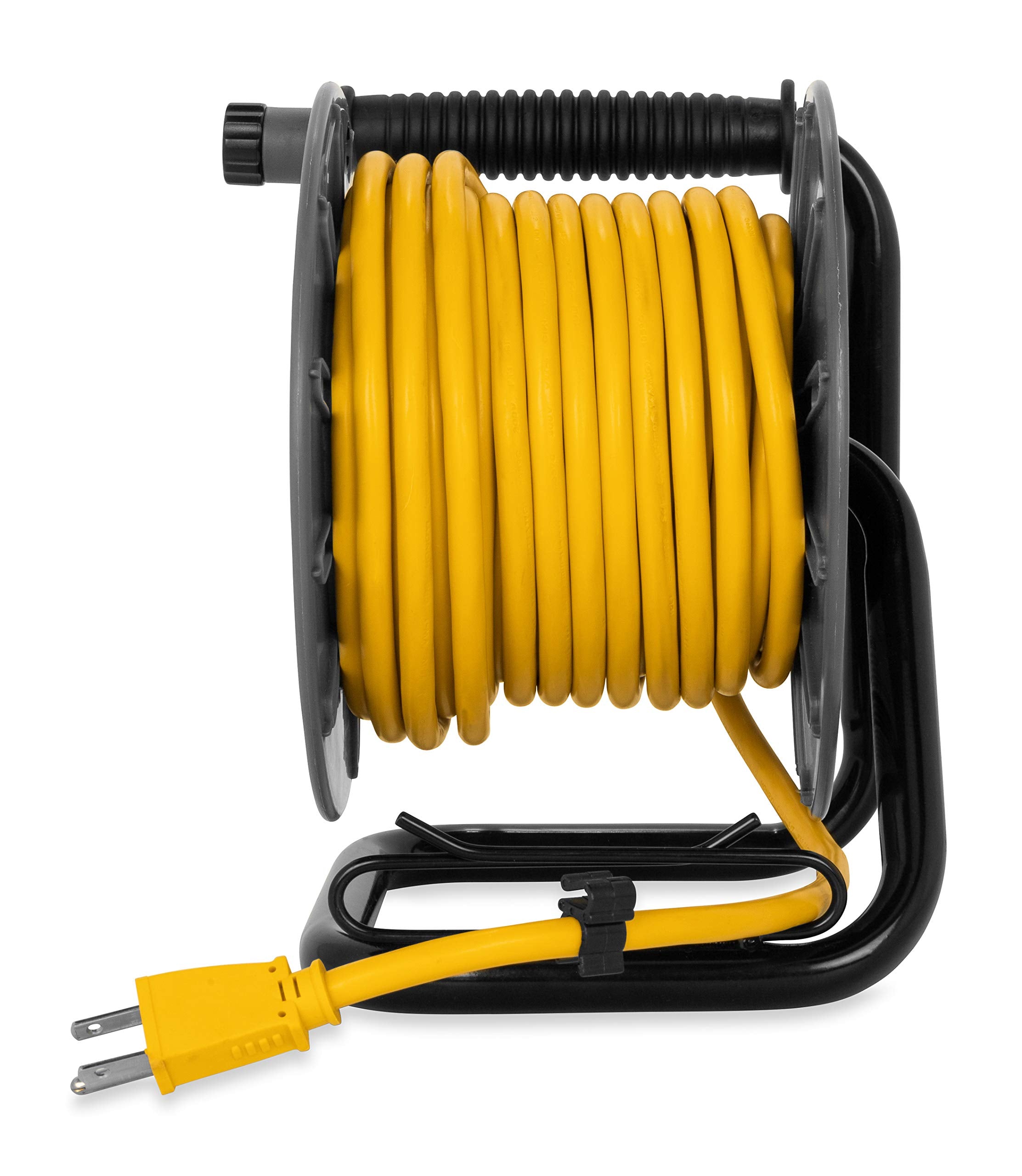 50-Ft Camco 13 Amp RV Extension Cord Reel - Rated for 125V / 1,625W - Features 4 125V Electrical Outlets & 2 USB Ports - Includes On/Off Switch & Built-in Circuit Breaker (55291)