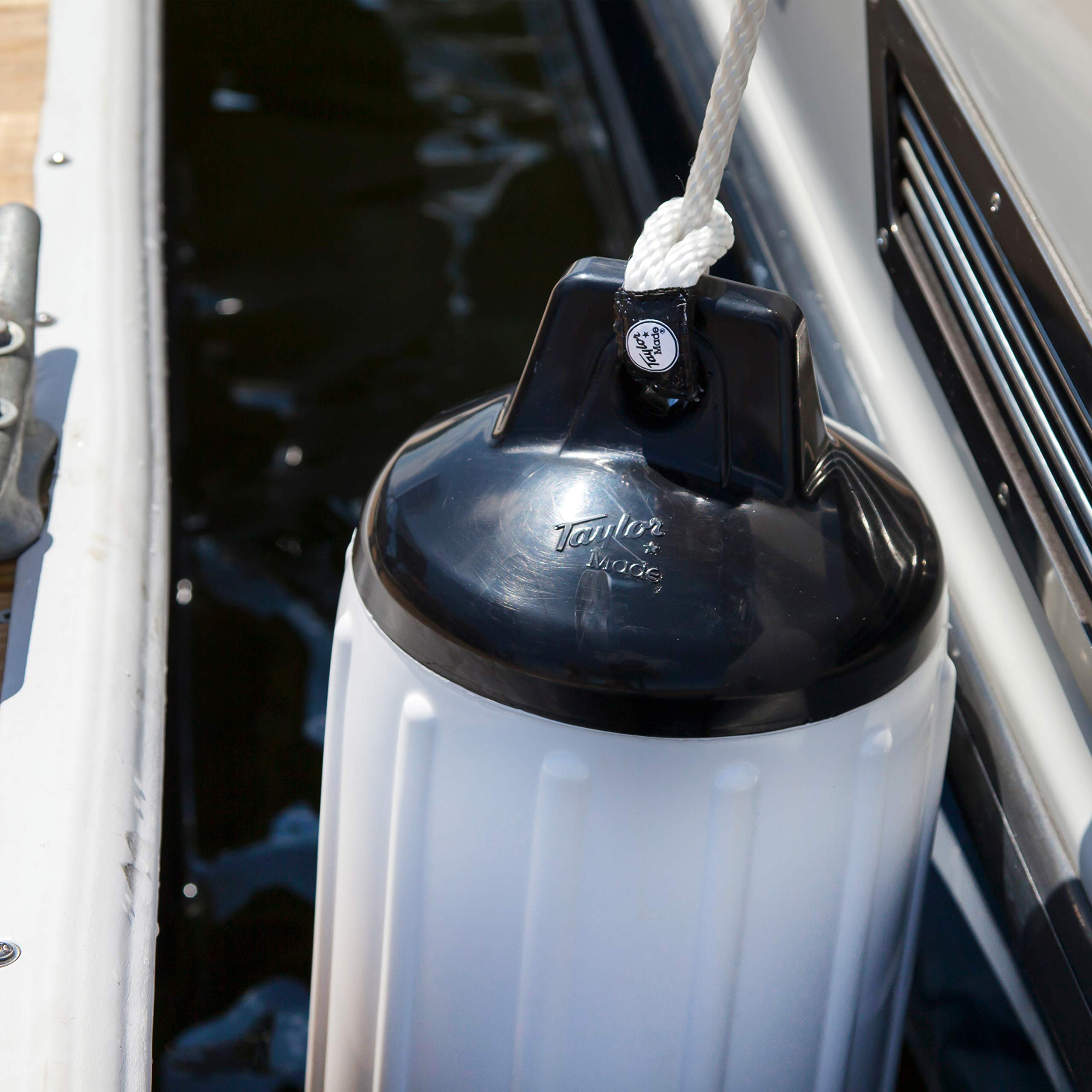 Taylor Made Super Gard Boat Fender, Double-Molded Ends Blaze Orange (6.5" x 22"), Ribbed Technology to Minimize Roll, Rubber Football Needle Inflation Valve, Marine-Grade Vinyl, 5/8" Eyelets - 730622