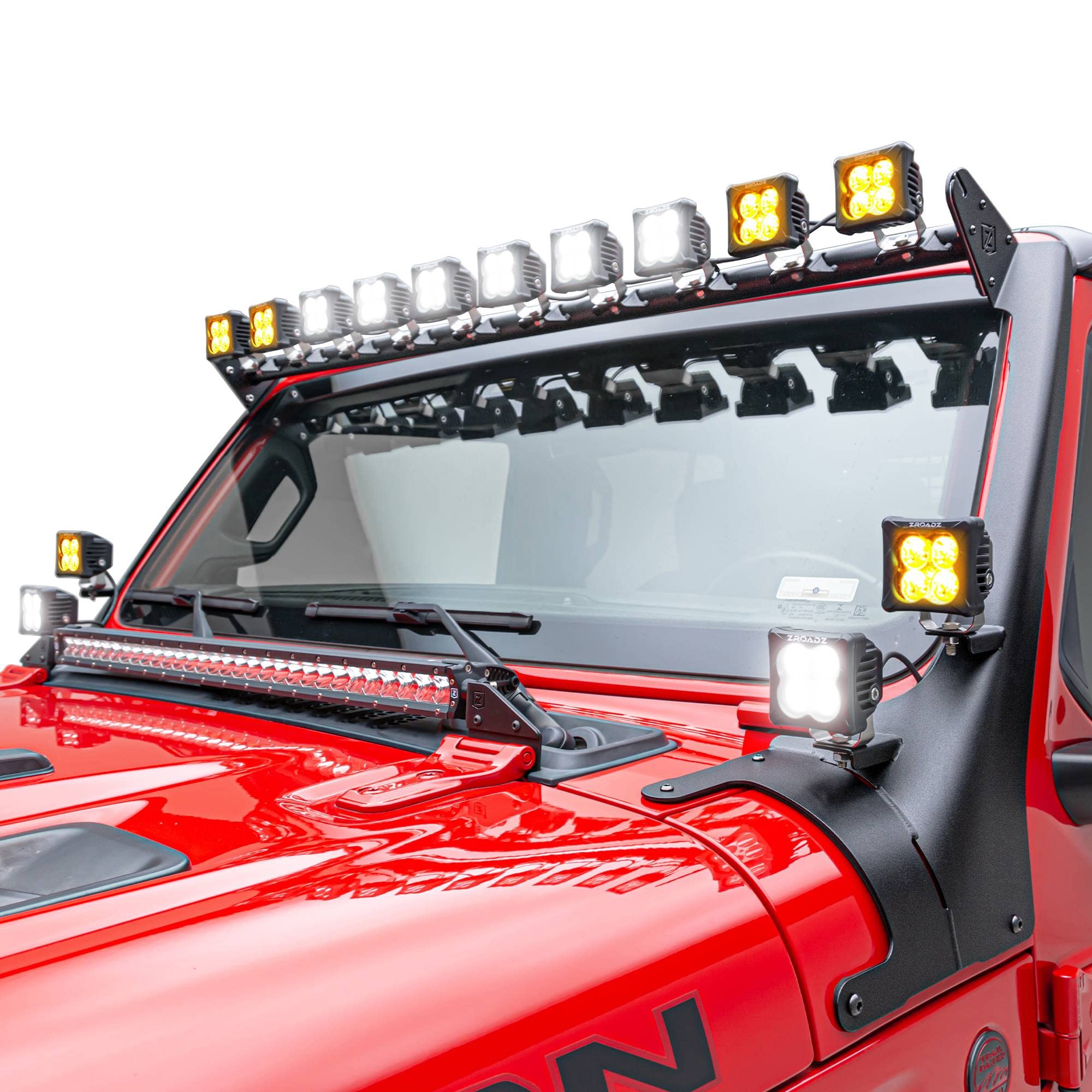 ZROADZ Front Roof LED Kit Z934931-KIT4AW 2019-2022 Jeep Gladiator Black