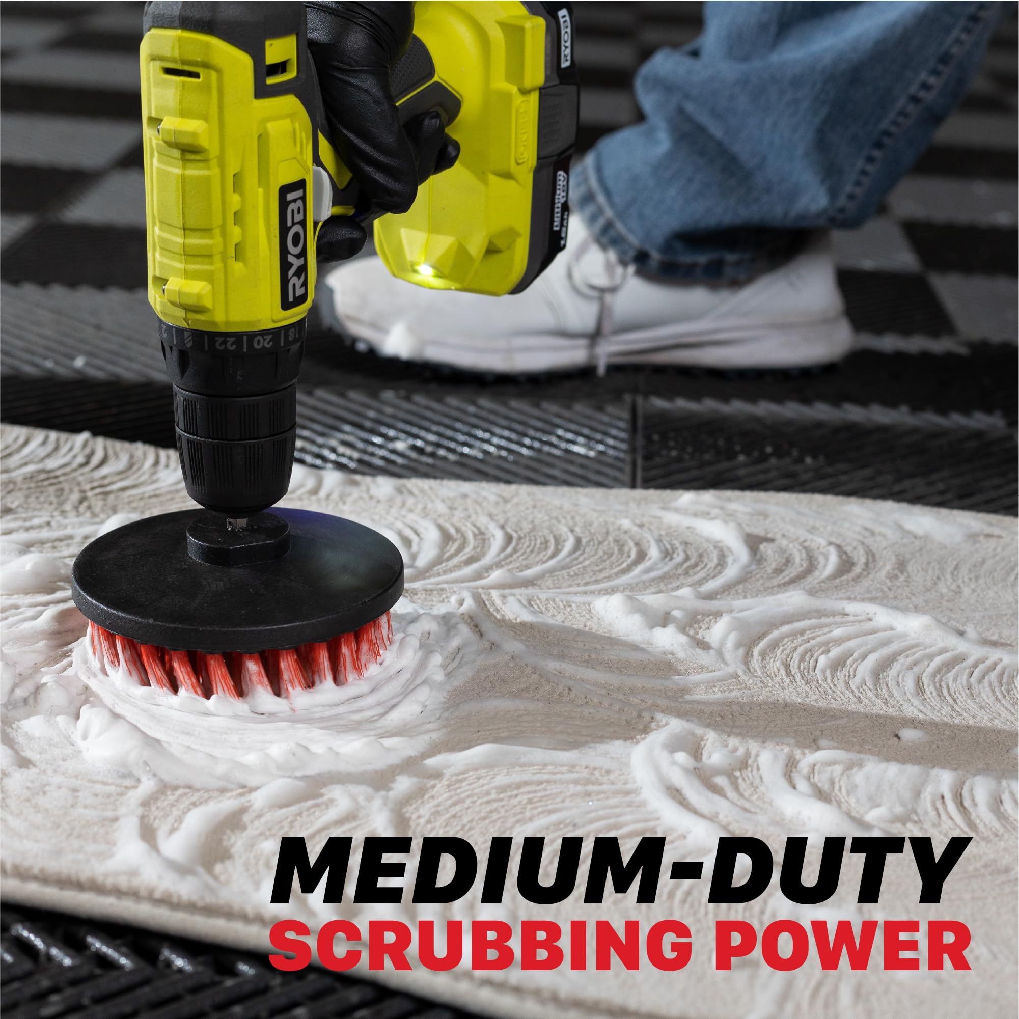 Maxshine Medium-Duty Universal M8 Drill Brush for Upholstery & Carpet (4”) | Scrubber Attachment for Car Detailing, Leather, Fabric & Home Cleaning | Deep-Clean Tool Removes Stains, Grime & Spots