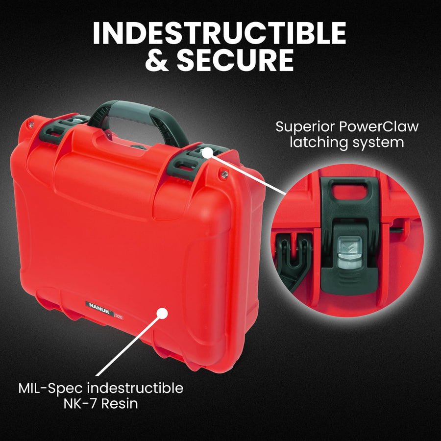 Pro Photo Kit NANUK 920 – Waterproof Travel Camera Hard Case with Padded Dividers & Lid Organizer, 16.7” x 13.4” x 6.8”, Dustproof & Impact-Resistant, Airline Carry-On Approved – Red