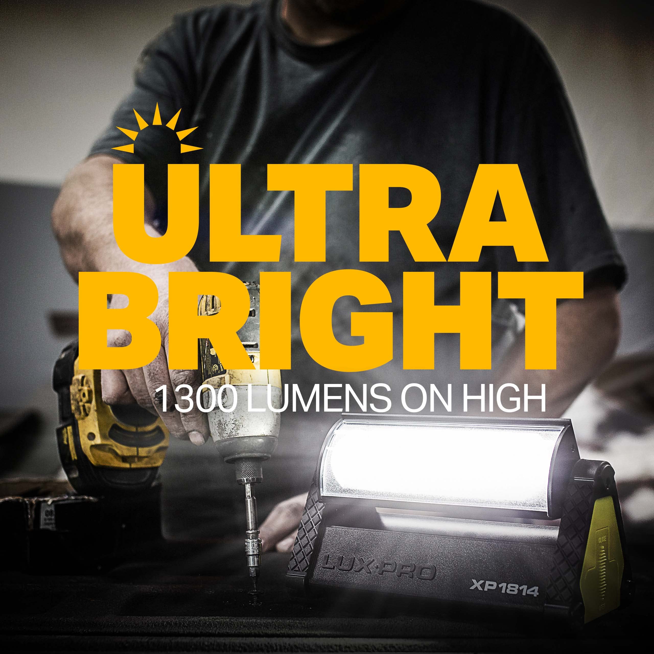 Pro Series LUXPRO 1300 Lumen Directional Pivoting Work Light - Battery Powered Work Light for Up to 40 Hours of Use - Portable Light for Camping, Garage, and More