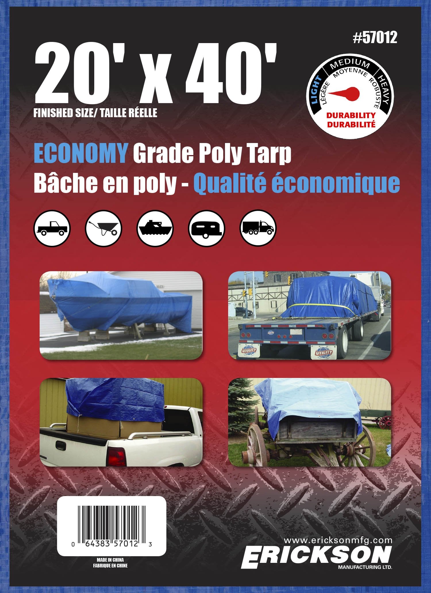 Blue Economy Poly Tarp Erickson, 20' x 40', 1 Pack