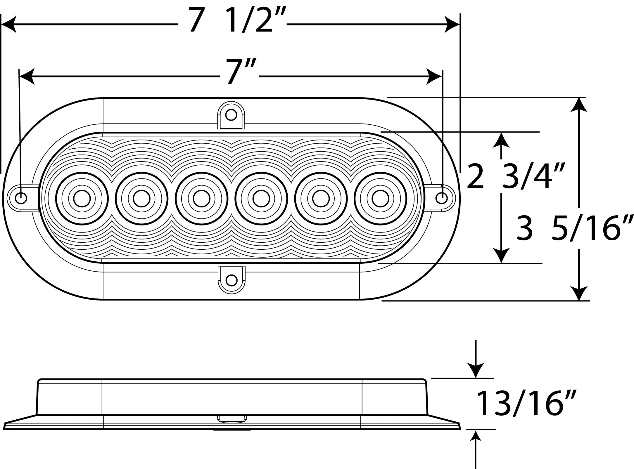 6" Oval Optronics STL73RBP Sealed LED Stop/Turn/Tail Light, Red