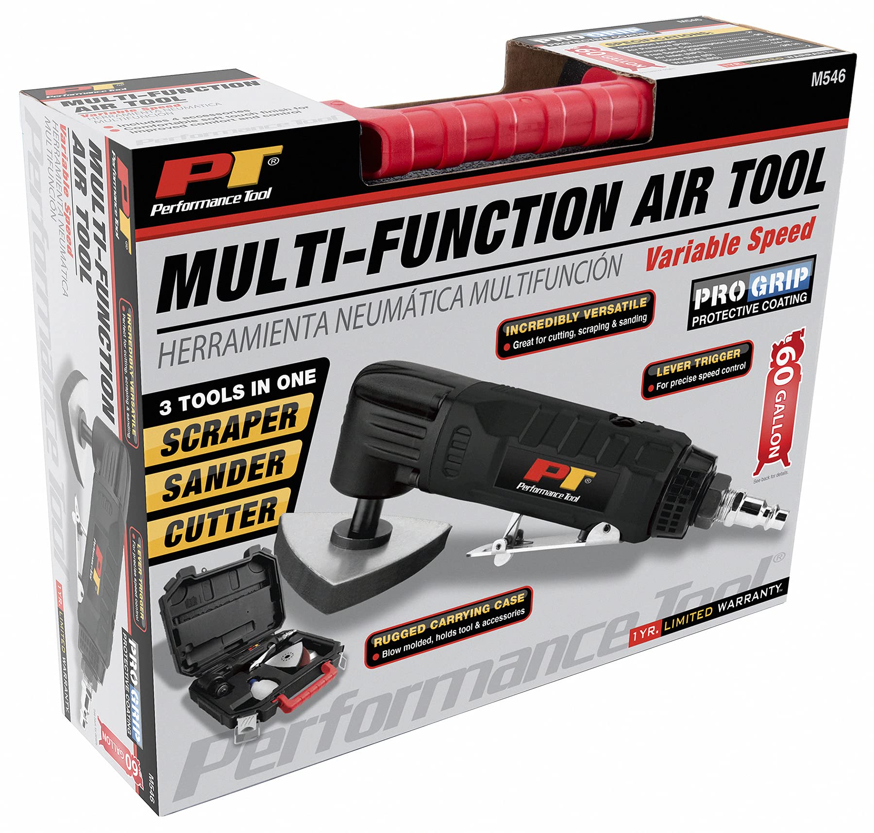Pneumatic Performance Tool M546 Pro Grip Multi-Tool Kit, Scraper, Sander and Cutter, Black