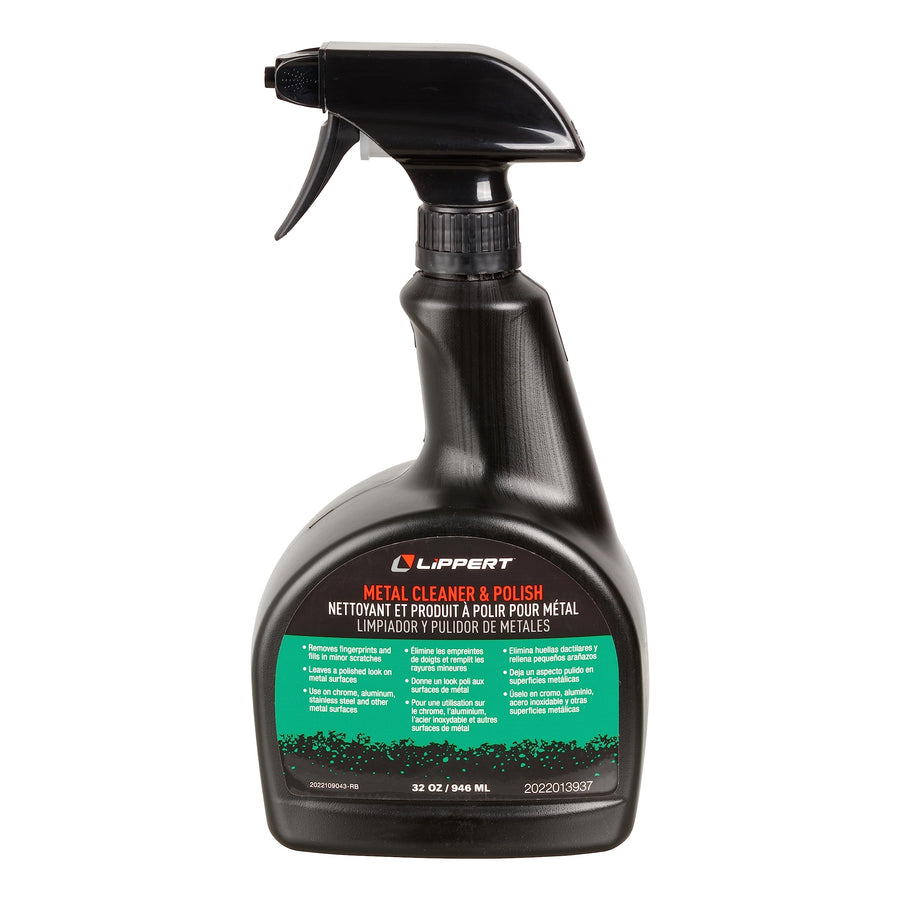 Lippert Metal Cleaner and Polish for Boat Interior and Exterior, 32 oz., Removes Fingerprints, Fills Minor Scratches, Use on Chrome, Aluminum, Stainless Steel, Easy Spray-On Application – 2022013937