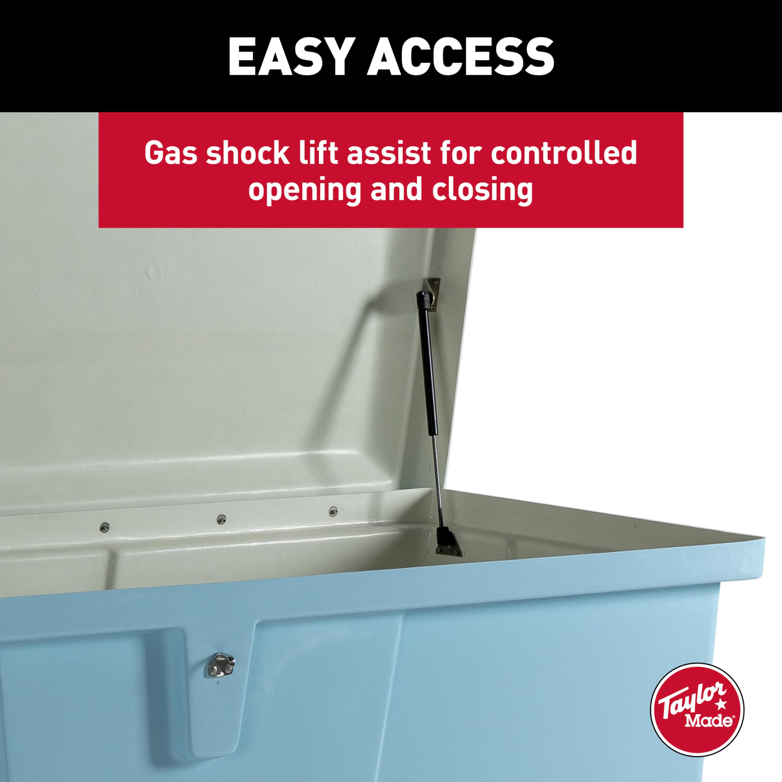 Taylor Made Deep Fiberglass Stow N’ Go Dock Box, Medium (27"H X 72"W X 26"D), Ice Blue, Smooth Interior Finish, Lockable Latch, Stainless-Steel Hardware - 83554IB