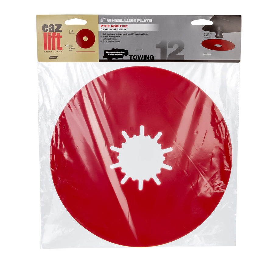 EAZ-Lift Camco 12” Premium Fifth Wheel Lube Plate - Crafted of High-Density PTFE Plastic to Protect Against Wear and Tear - Cushions Vibrations - No Drilling or Tools Required (44678)