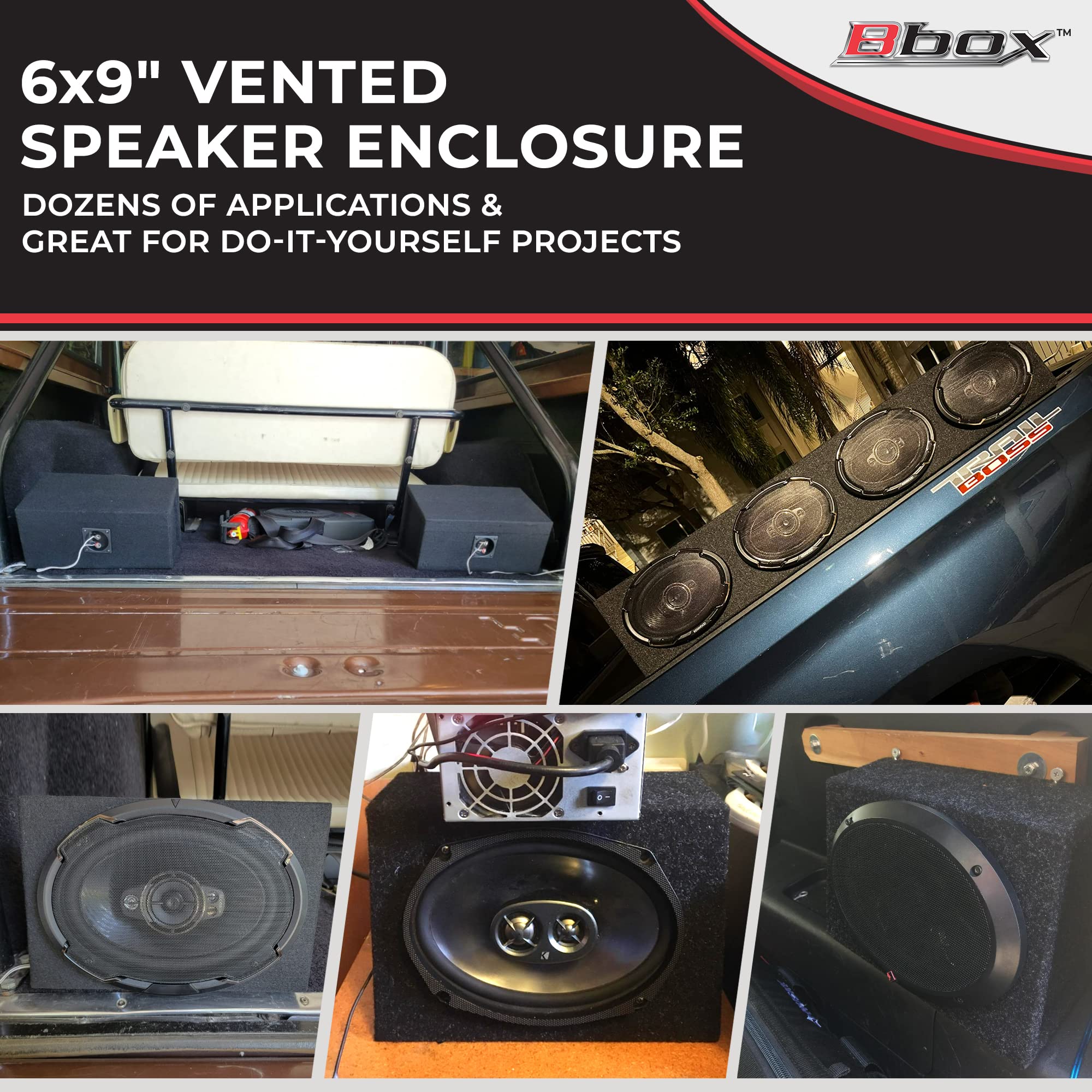 Atrend 6” x 9” Vented Pro Audio Tuned Speaker Subwoofer Enclosures - Designed, Engineered in USA - Improve Audio Quality, Sound & Bass - Nickle Finish Terminals