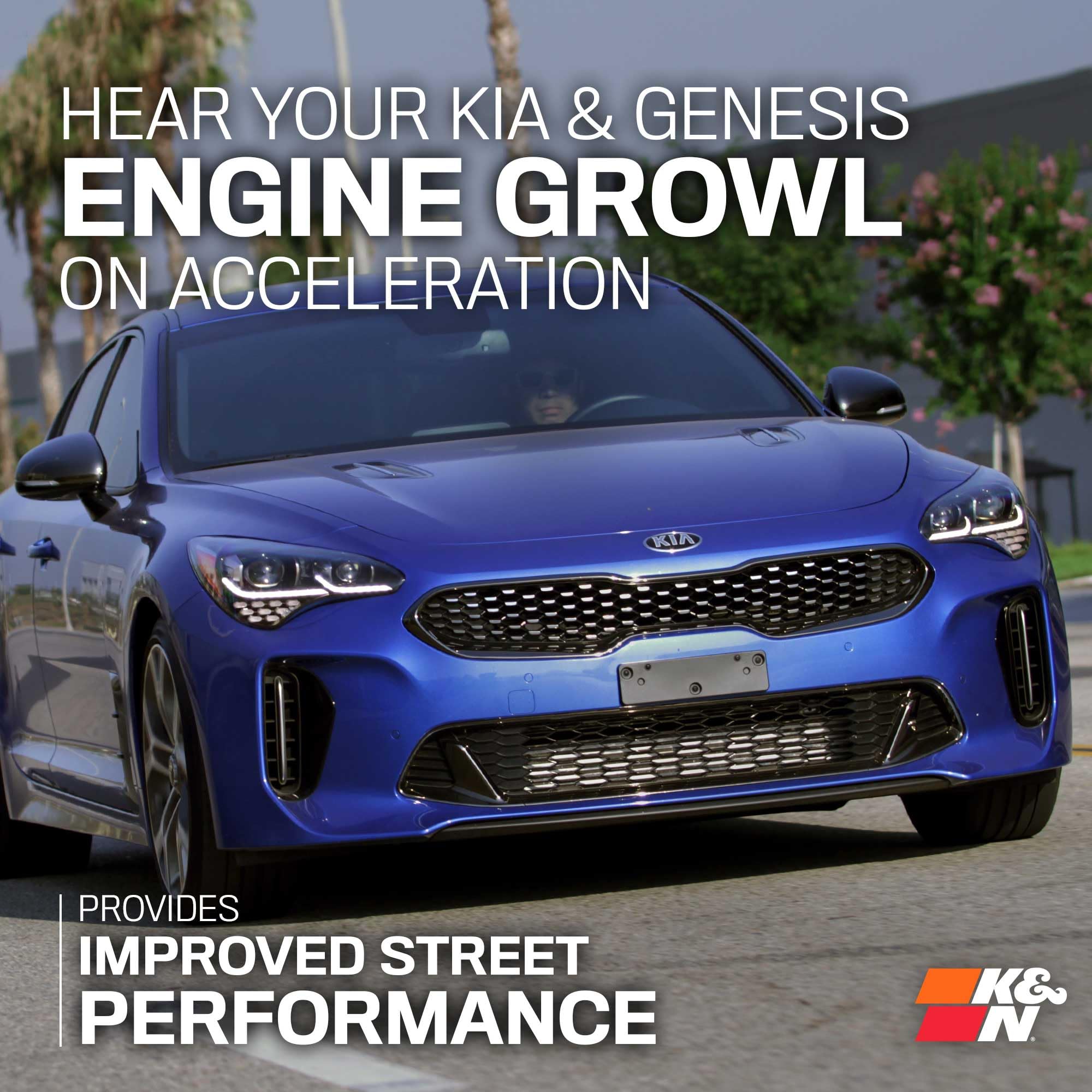 Cold Air Intake System K&N: High-Flow Air Filter, Increase Performance & Acceleration: Compatible with 2018-2025 Genesis/Kia G70, Stinger, 69-5318TS