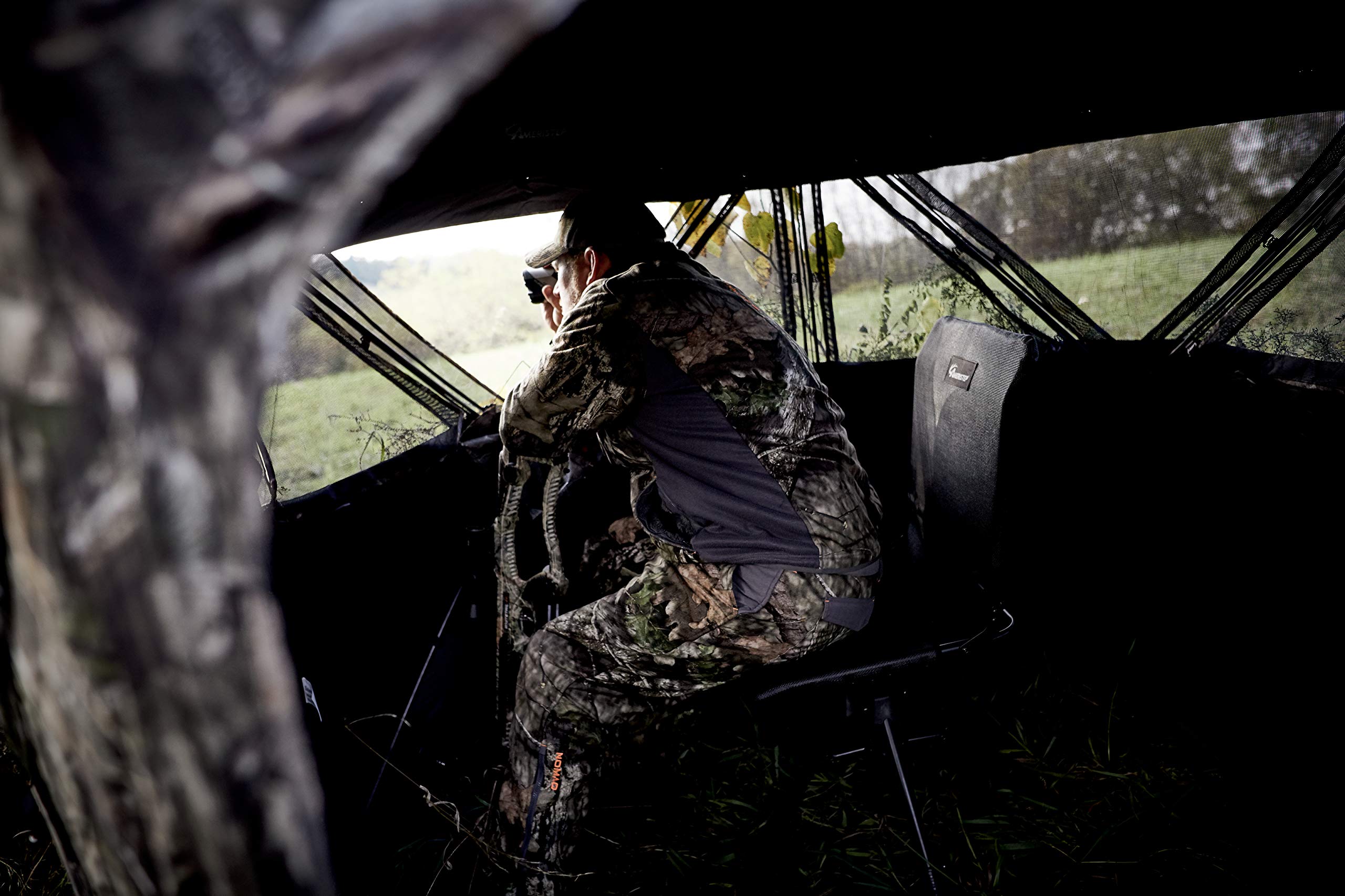 Ameristep Folding Design Portable Hunting Lightweight Heavy-Duty 360 Silent Swivel Blind Chair, Black