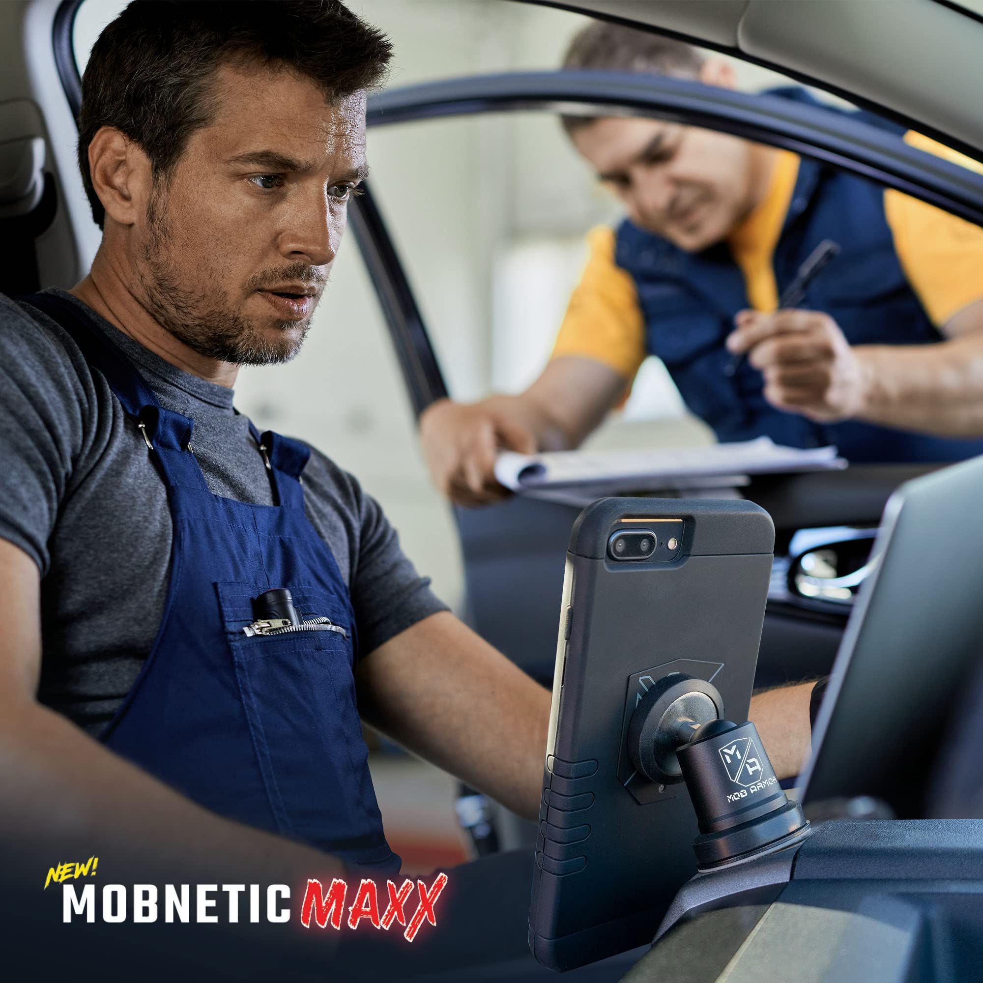 Mob Armor Maxx MobNetic - USA Assembled Magnetic Phone Holder for Car, Magnetic Car Phone Mount, 90-Degree Tilt, 360-Degree Rotation, Aluminum Metal, Compatible with iPhone & Android - Red