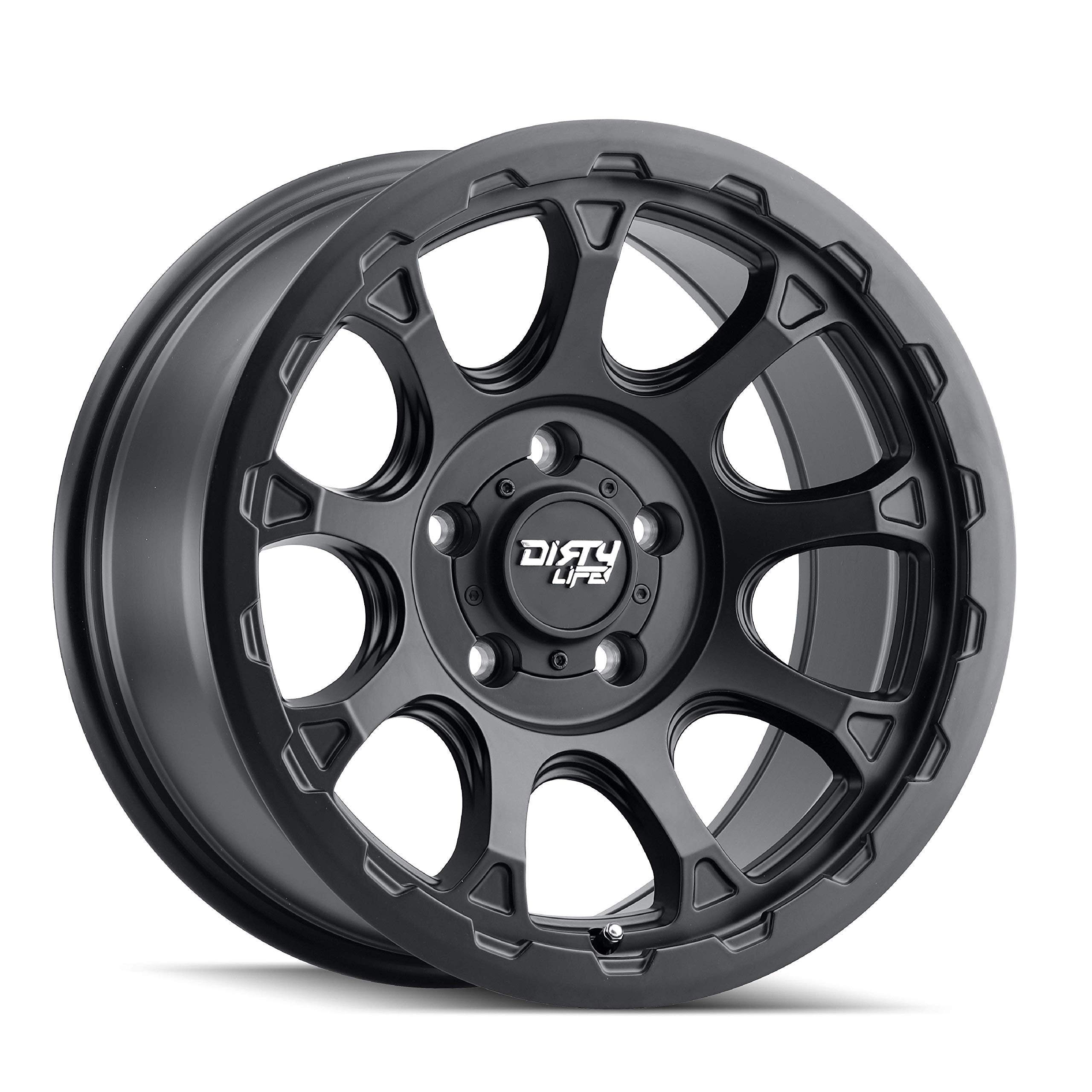 17x8.5 DRIFTER, Bolt Pattern: 5x5/, Offset: -6, MATTE BLACK W/SIMULATED RING, set of 1