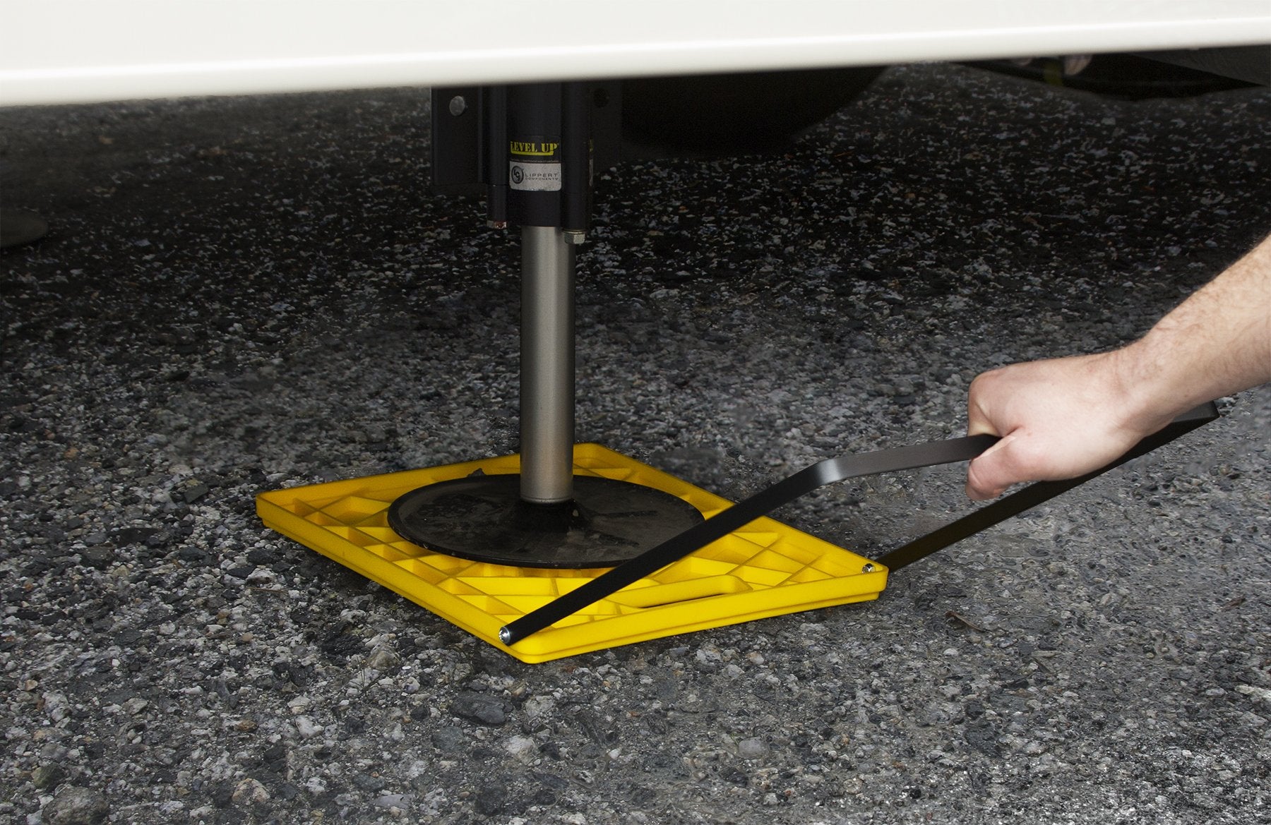 Camco RV Large Stabilizing Jack Pad with Handle, Helps Prevent Sinking Jacks, 14 Inch x 12 Inch Pad - 2 Pack - 44543, Yellow
